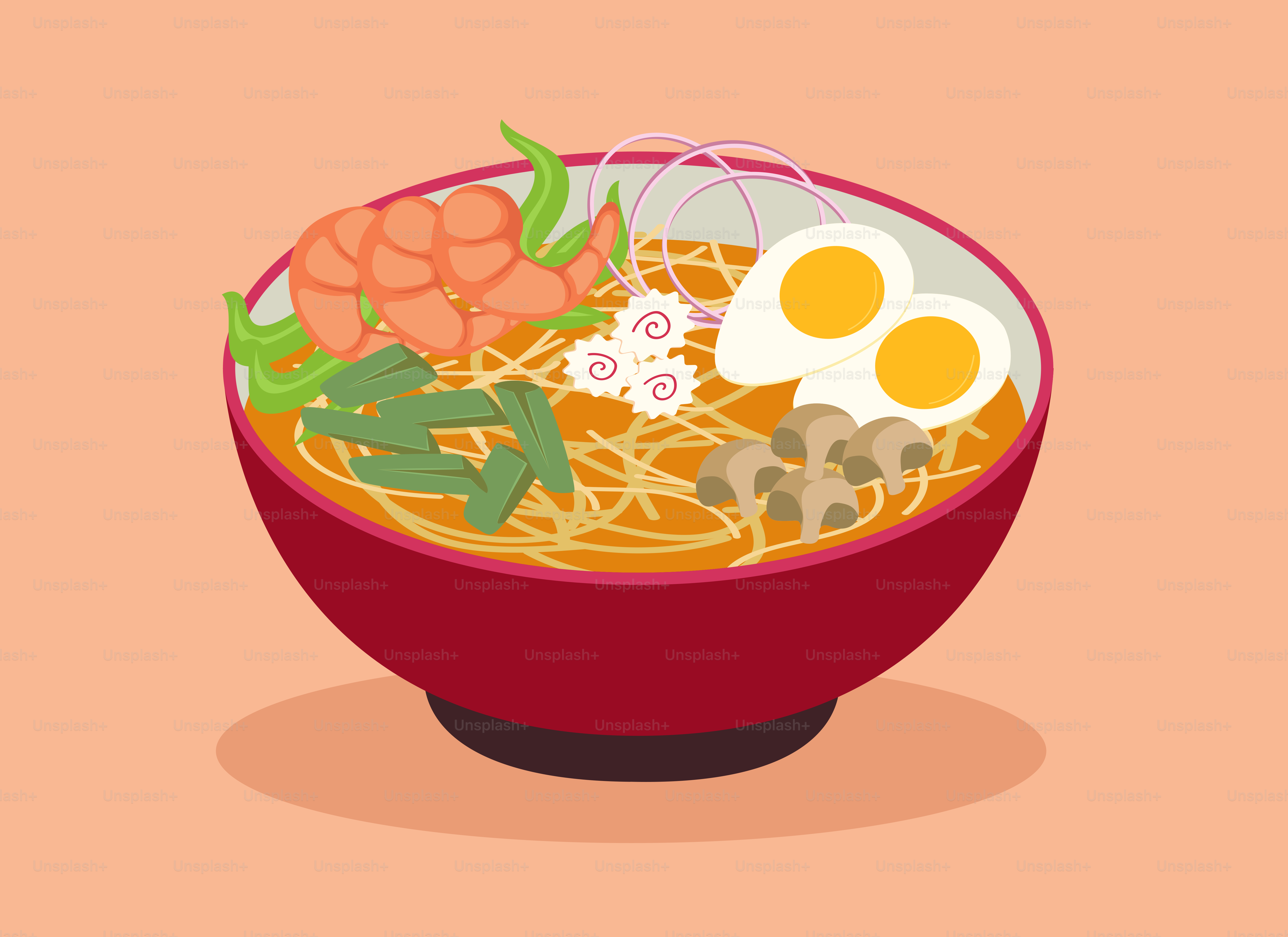 A bowl of ramen with eggs and vegetables
