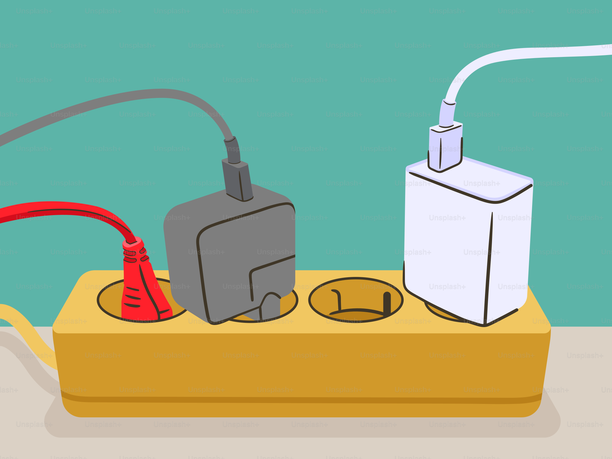 Un dessin d’un appareil électrique branché