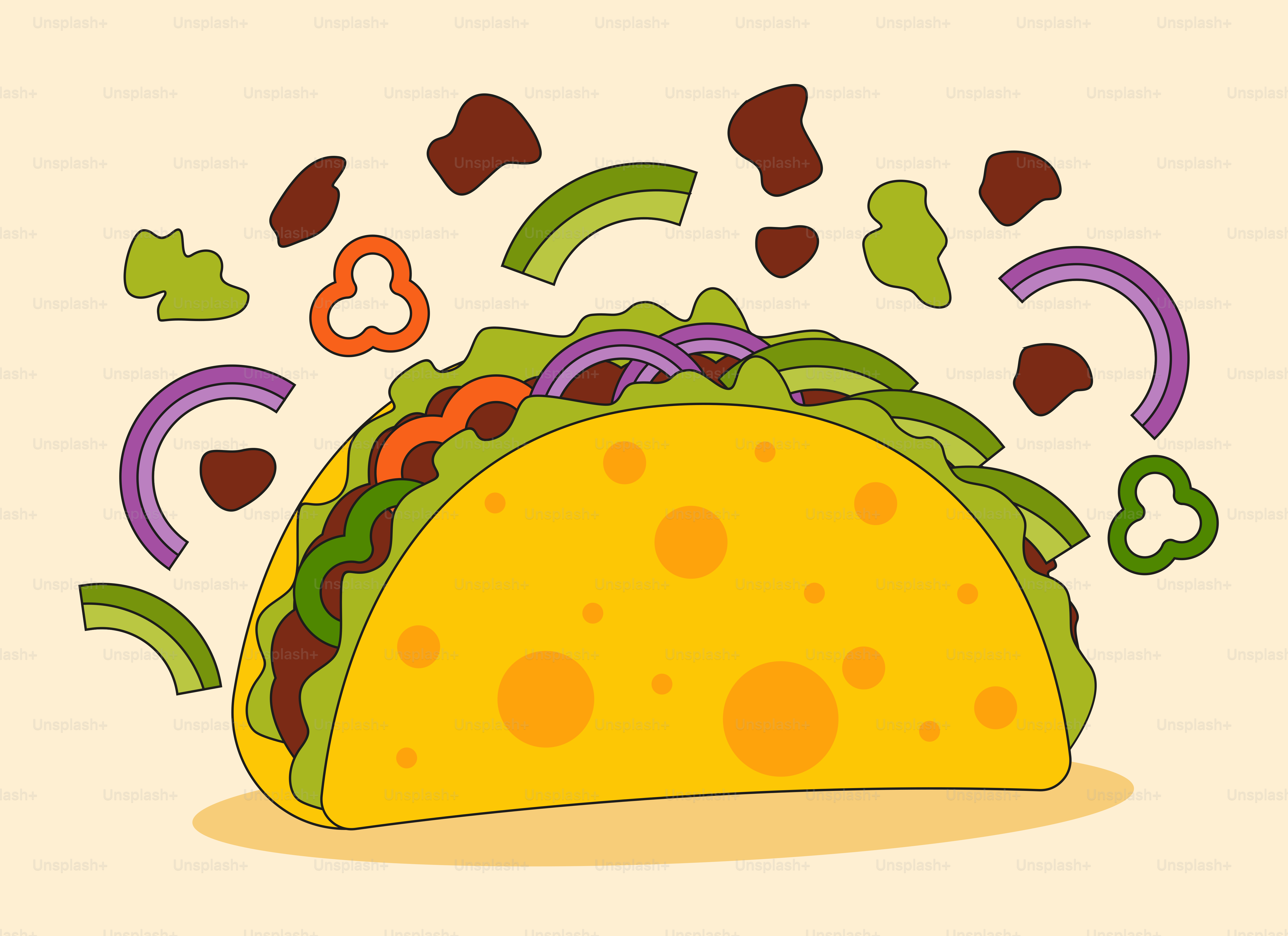 A taco with a lot of condiments coming out of it