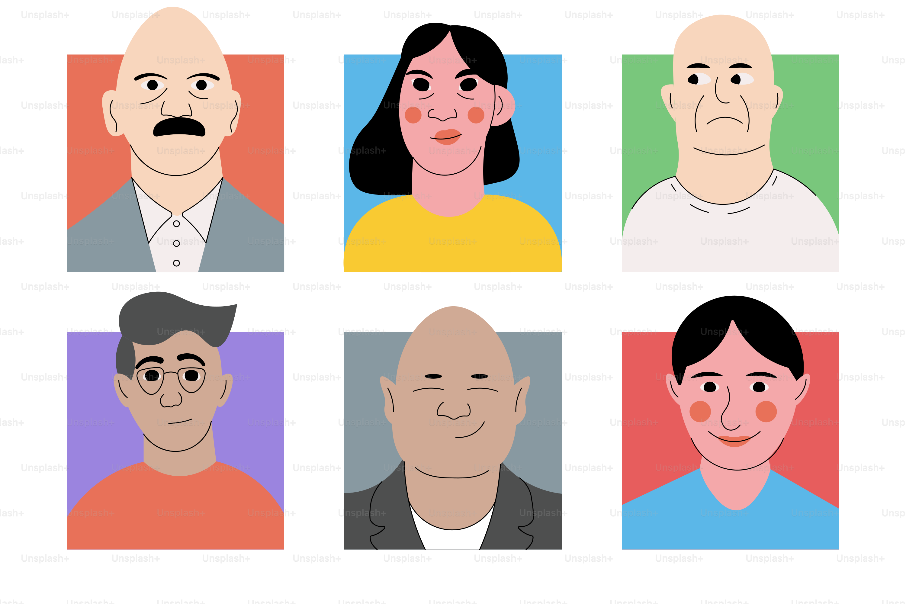 A group of people with different facial expressions