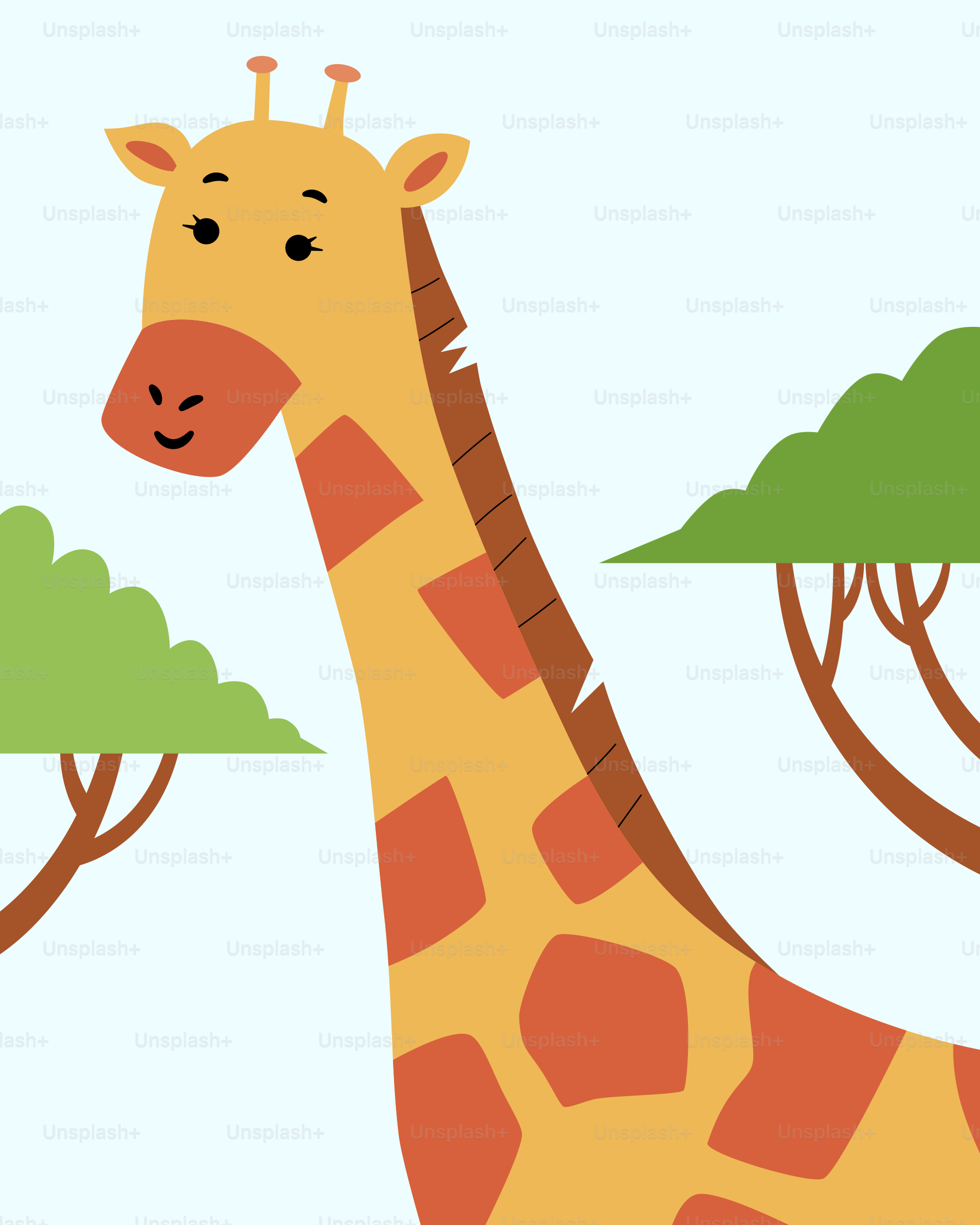 A giraffe standing next to a tree filled forest