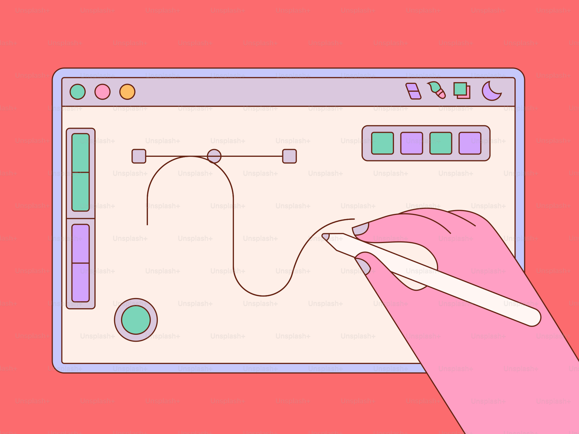 A person writing on a screen with a pen