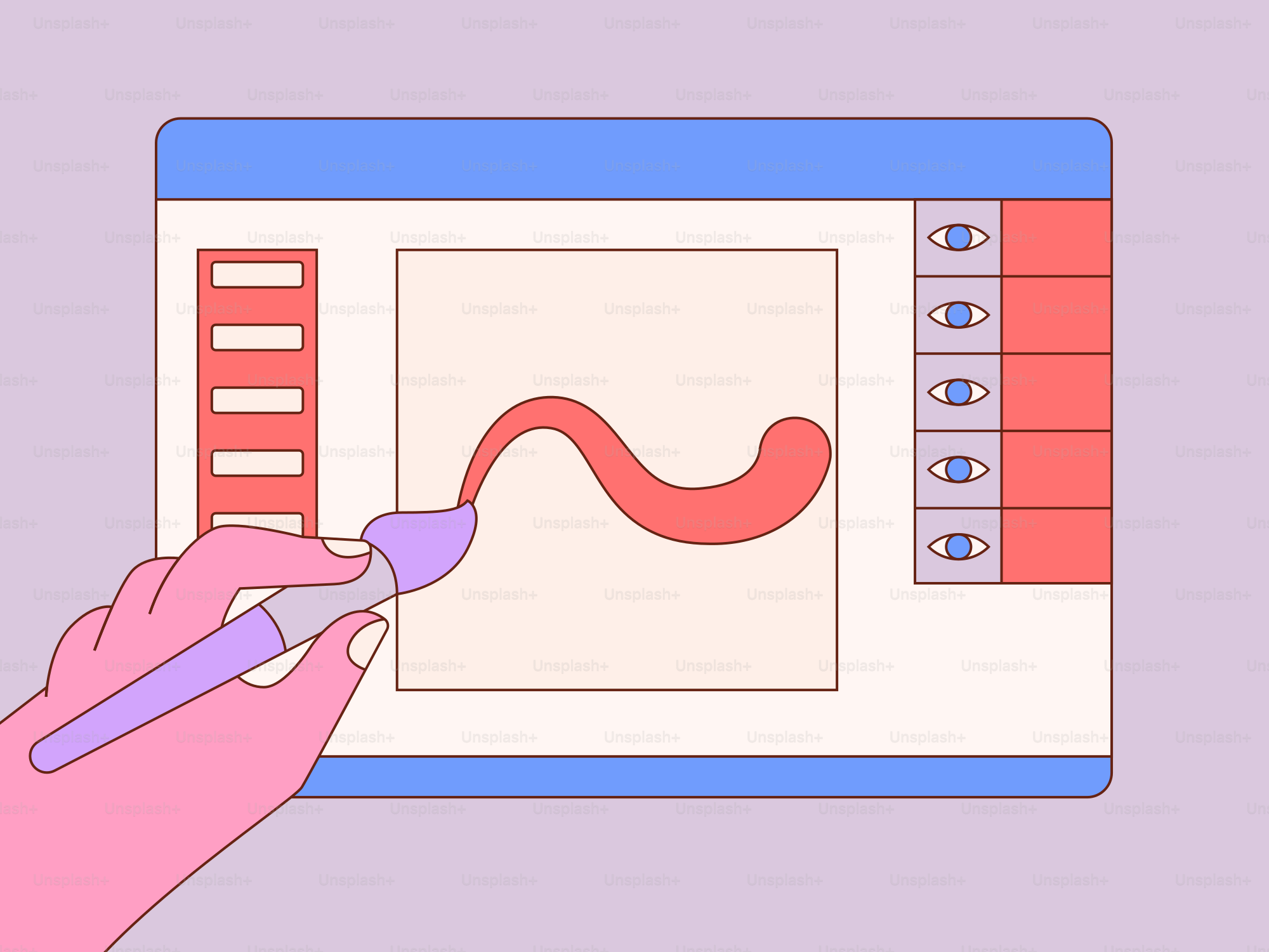 A hand is writing on a screen with a pen