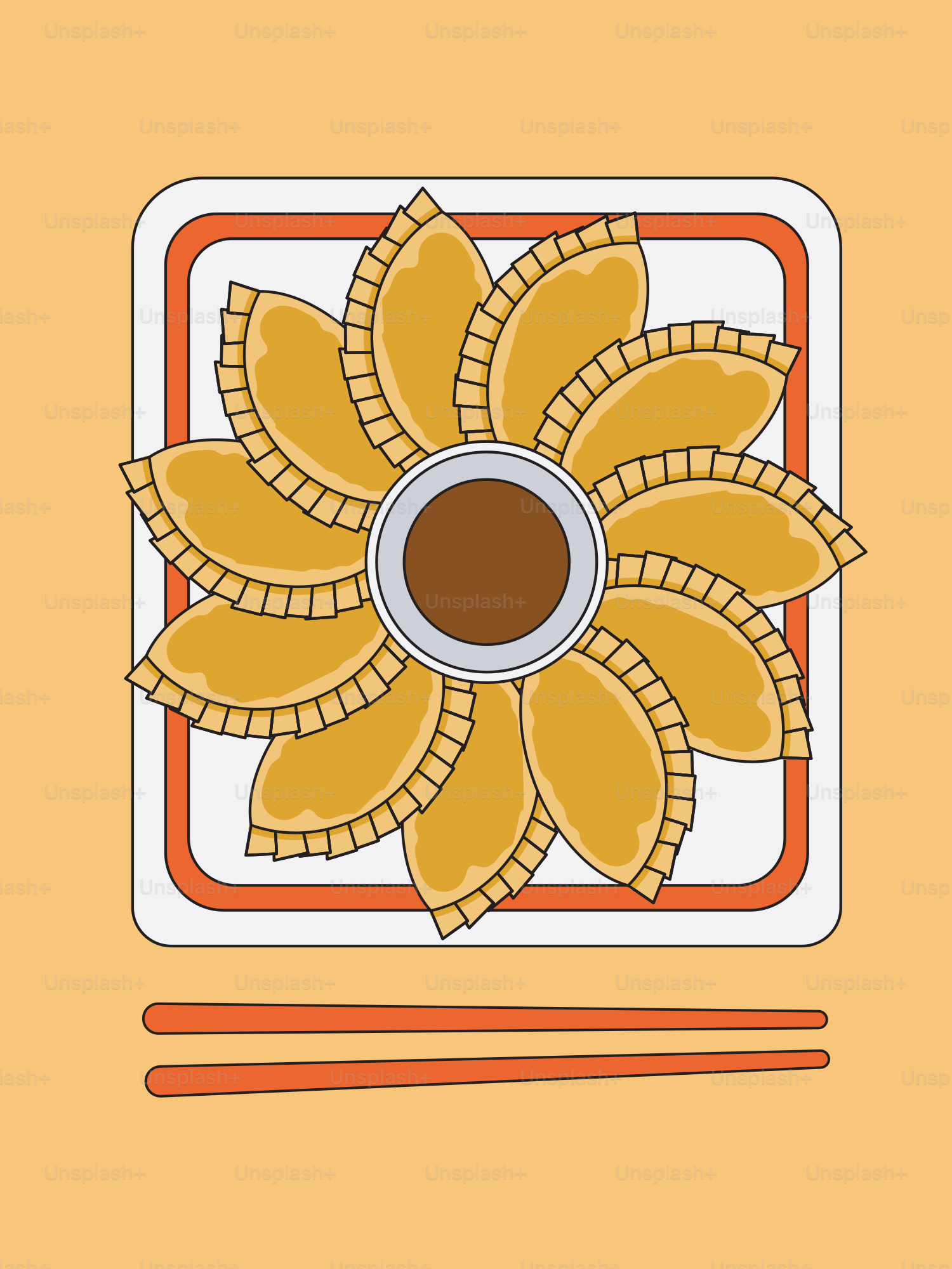 A picture of a flower with chopsticks in front of it