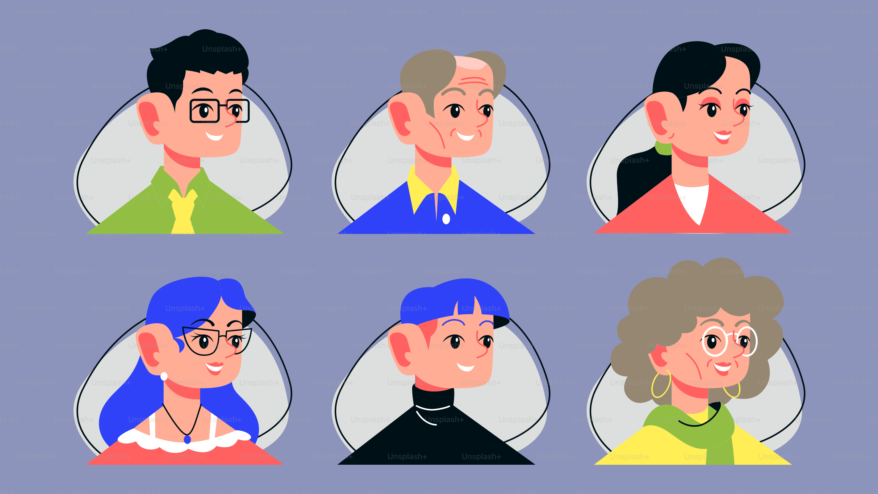 A group of people with different facial expressions