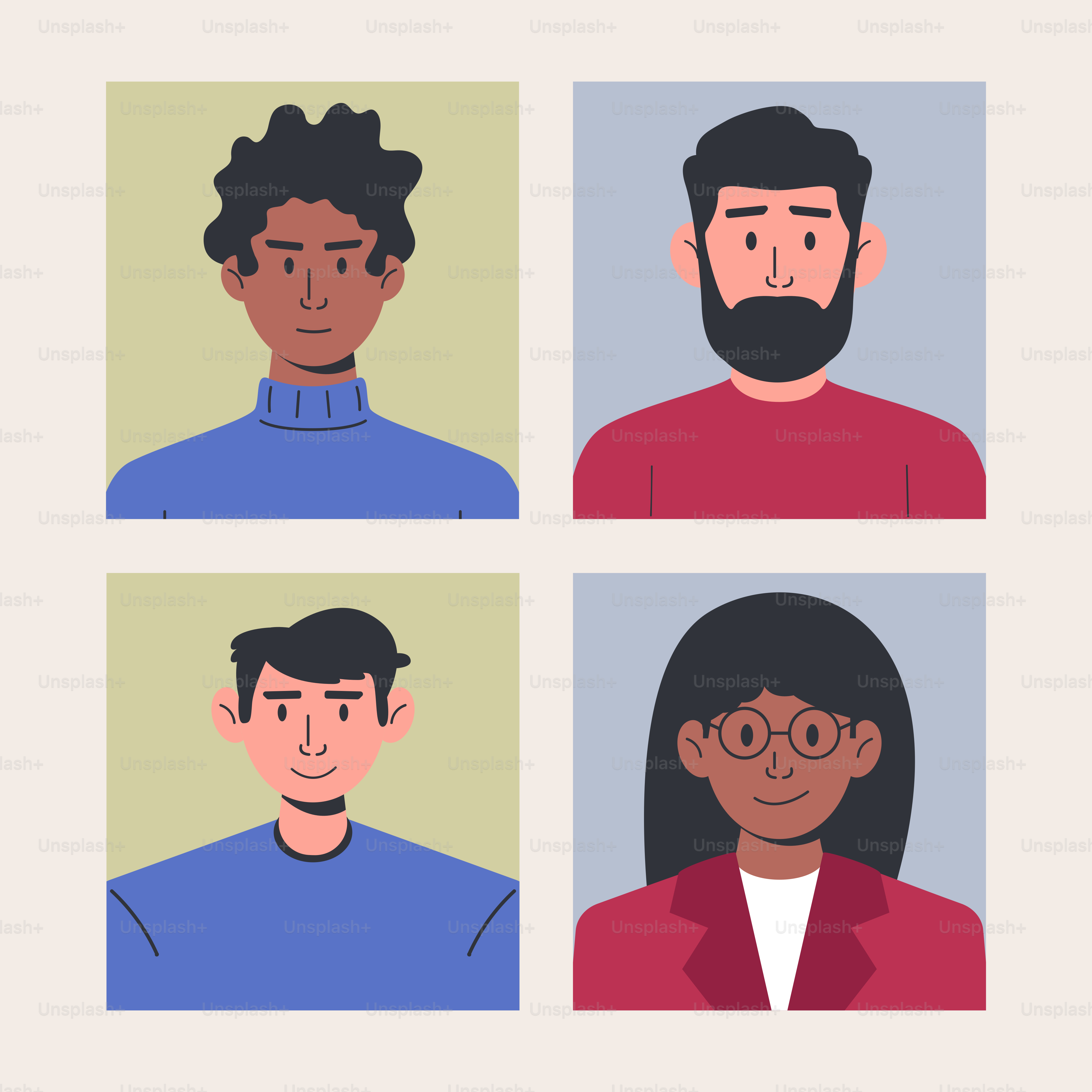 A group of people with different facial expressions