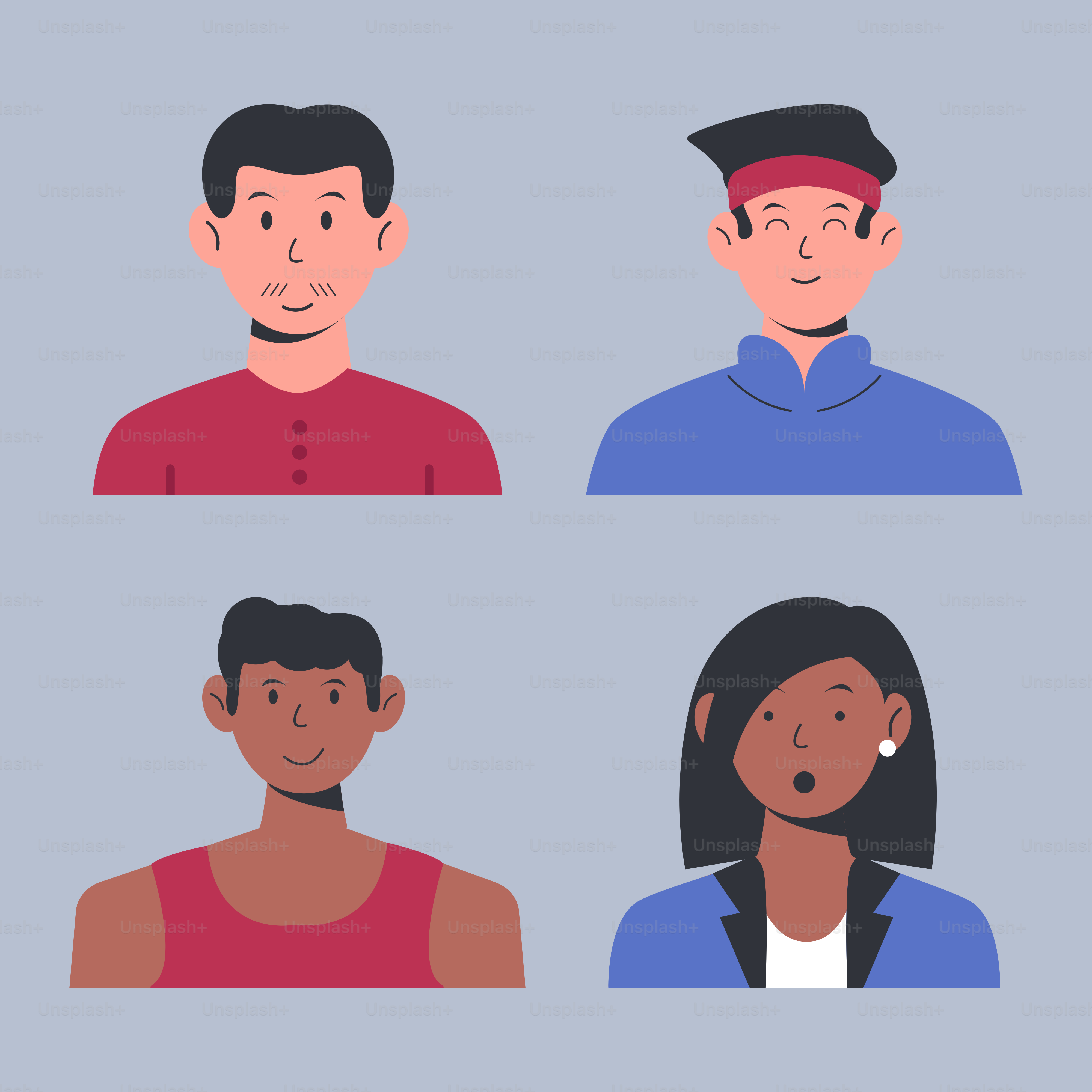 A group of people with different facial expressions