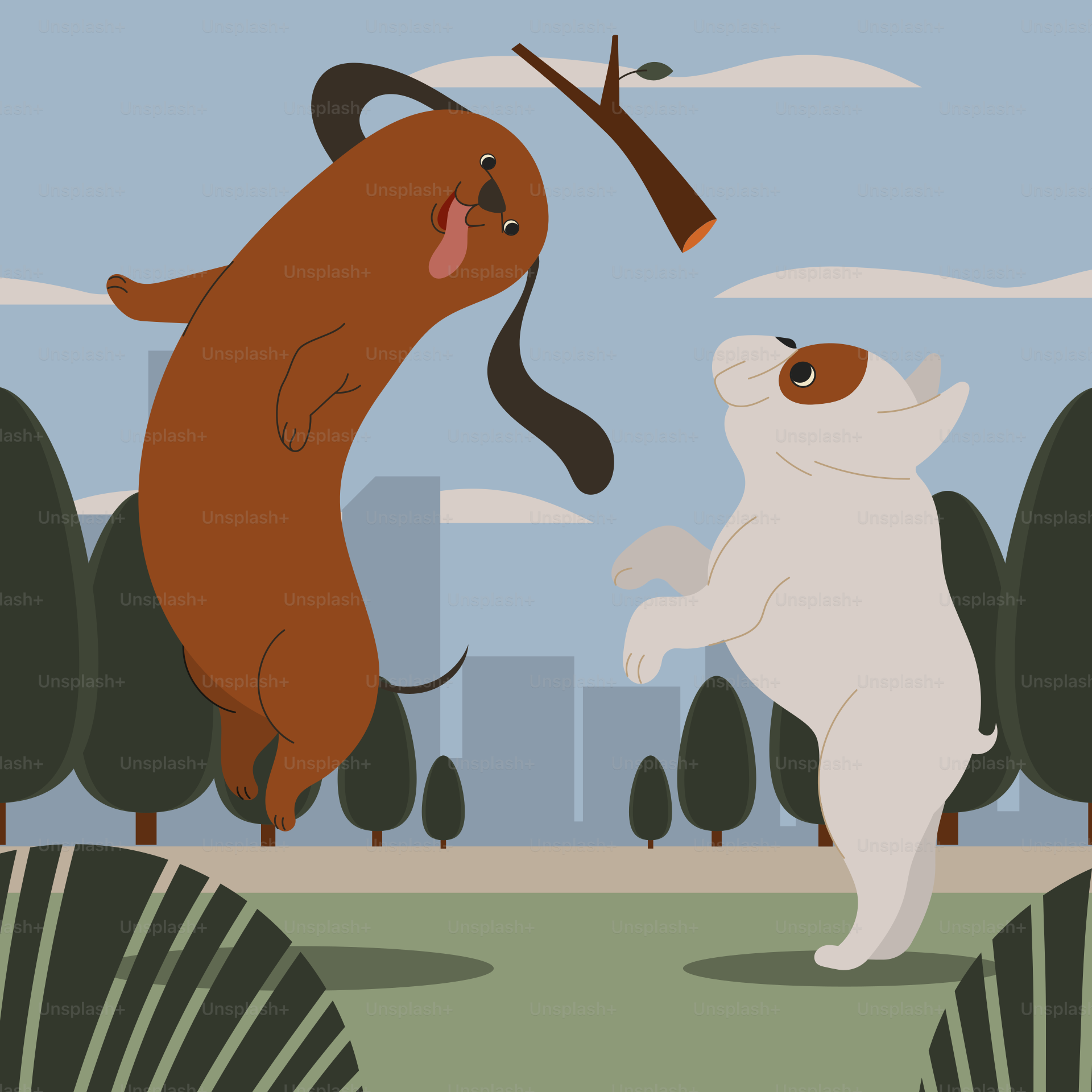 A couple of animals that are standing in the grass