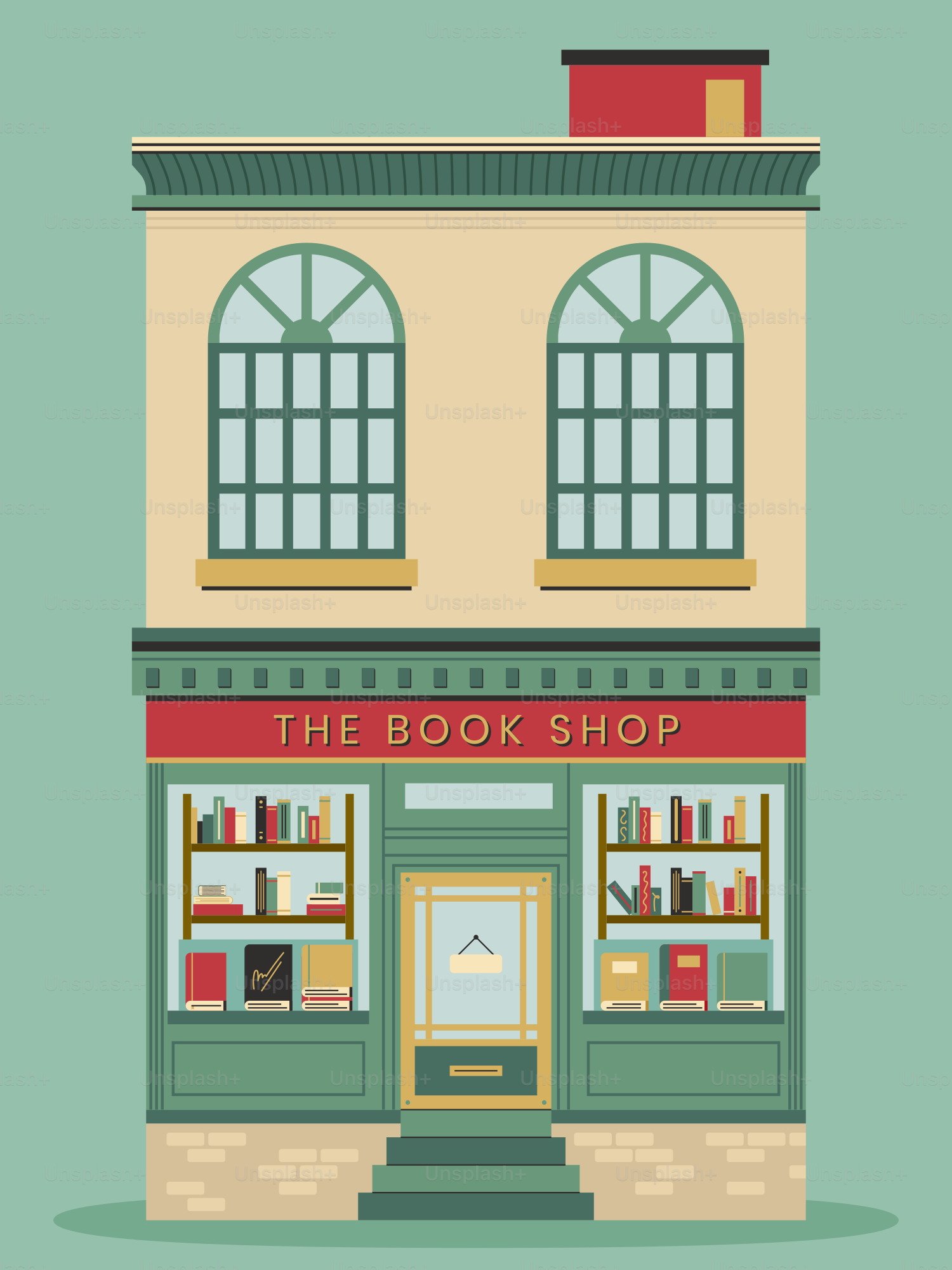 A building with a sign that says the book shop