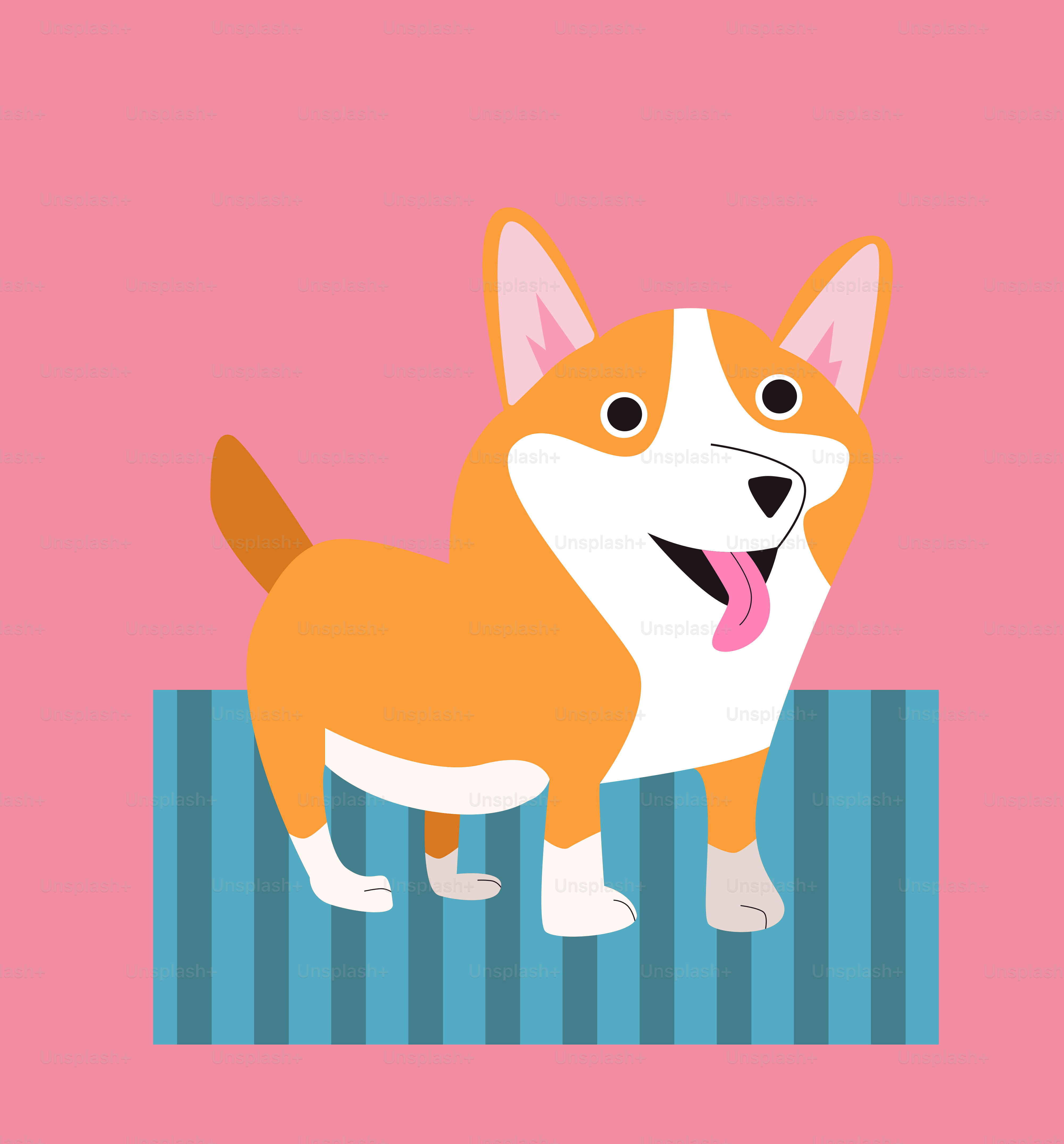 A cartoon dog standing on top of a rug