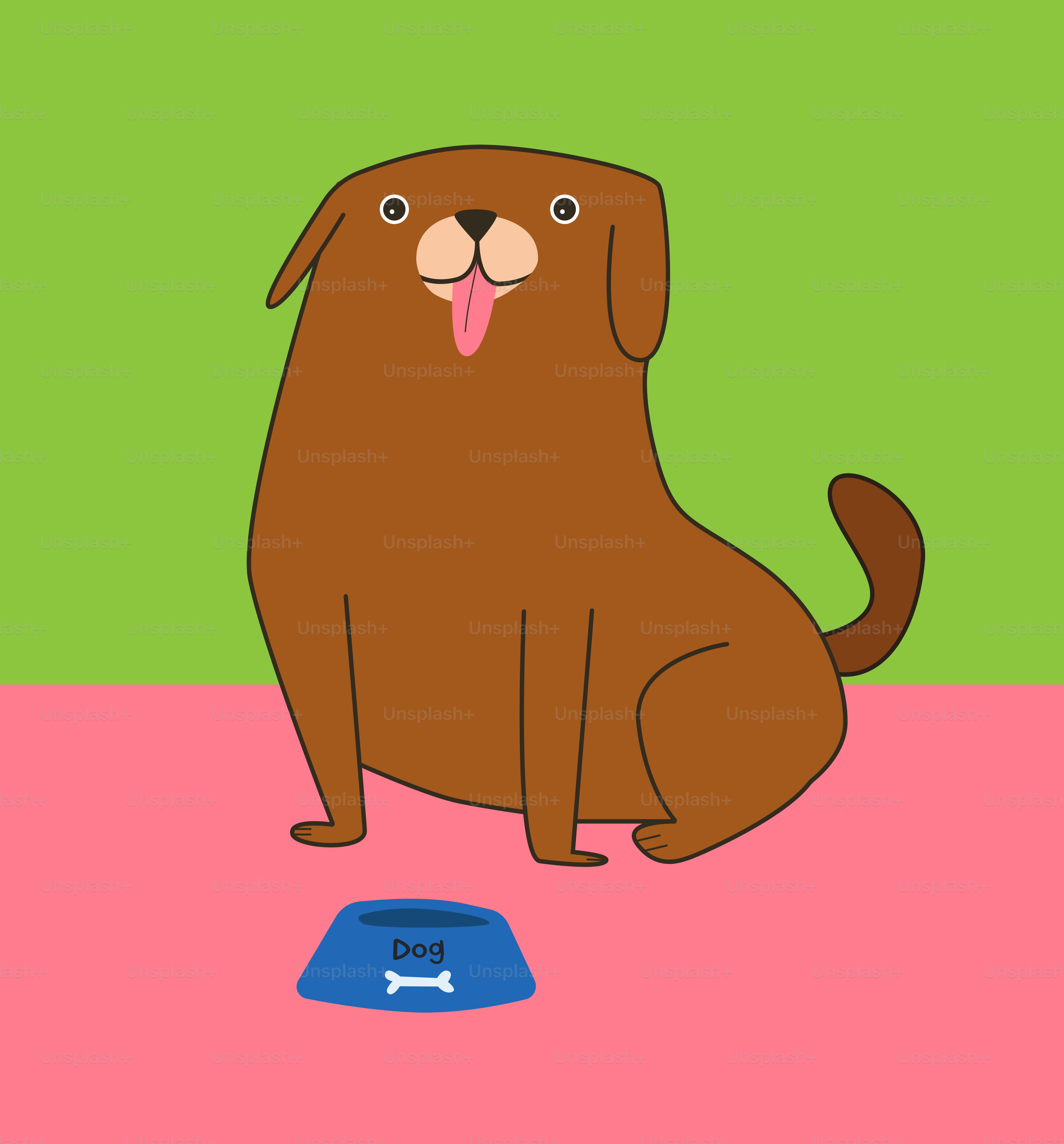 A brown dog sitting next to a blue bowl