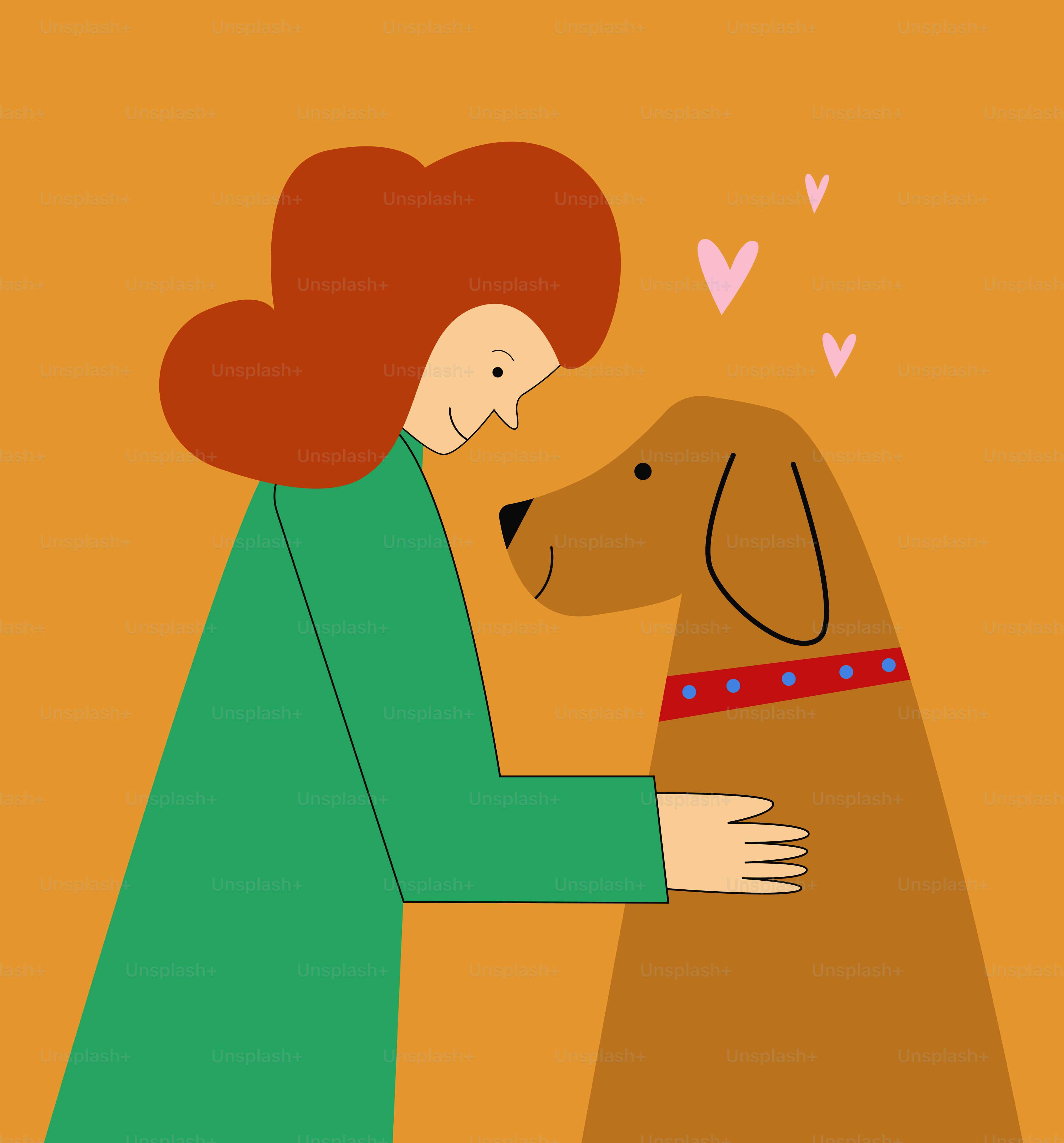 Una mujer acariciando a un perro marrón sobre un fondo amarillo vector –  Imagen de Animal en Unsplash, image size:3000x3225