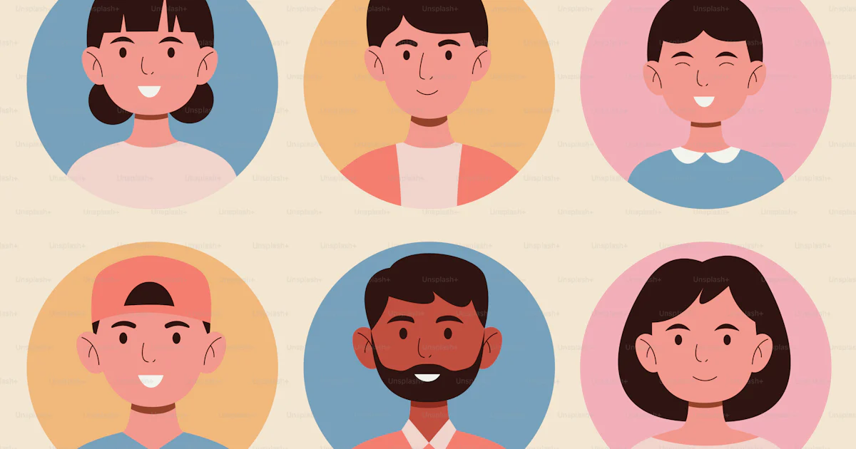 Un Gruppo Di Persone Con Diverse Espressioni Facciali Vettoriale un-gruppo-di-persone-con-diverse-espressioni-facciali-vettoriale