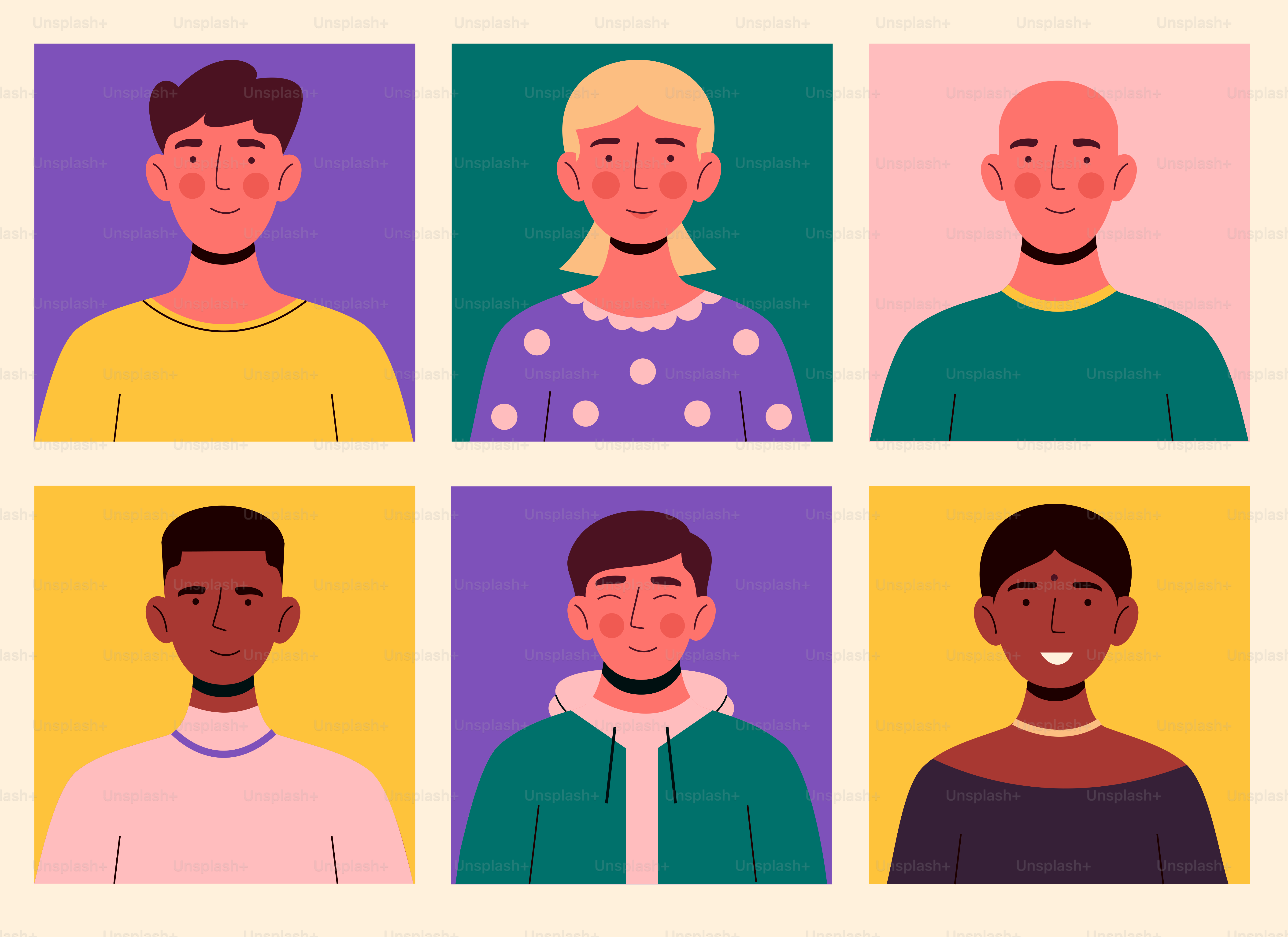 Eine Gruppe von Menschen mit unterschiedlichen Gesichtsausdrücken