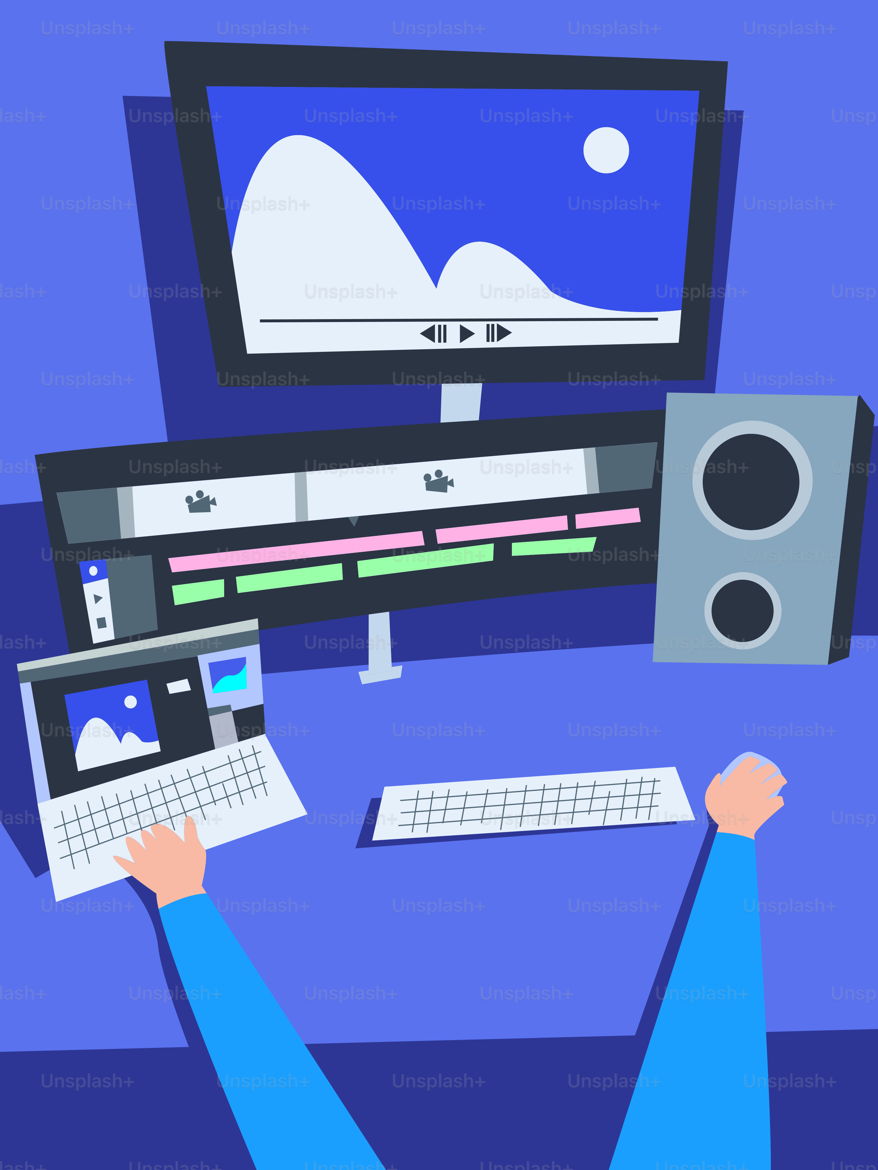 A person sitting in front of a computer monitor