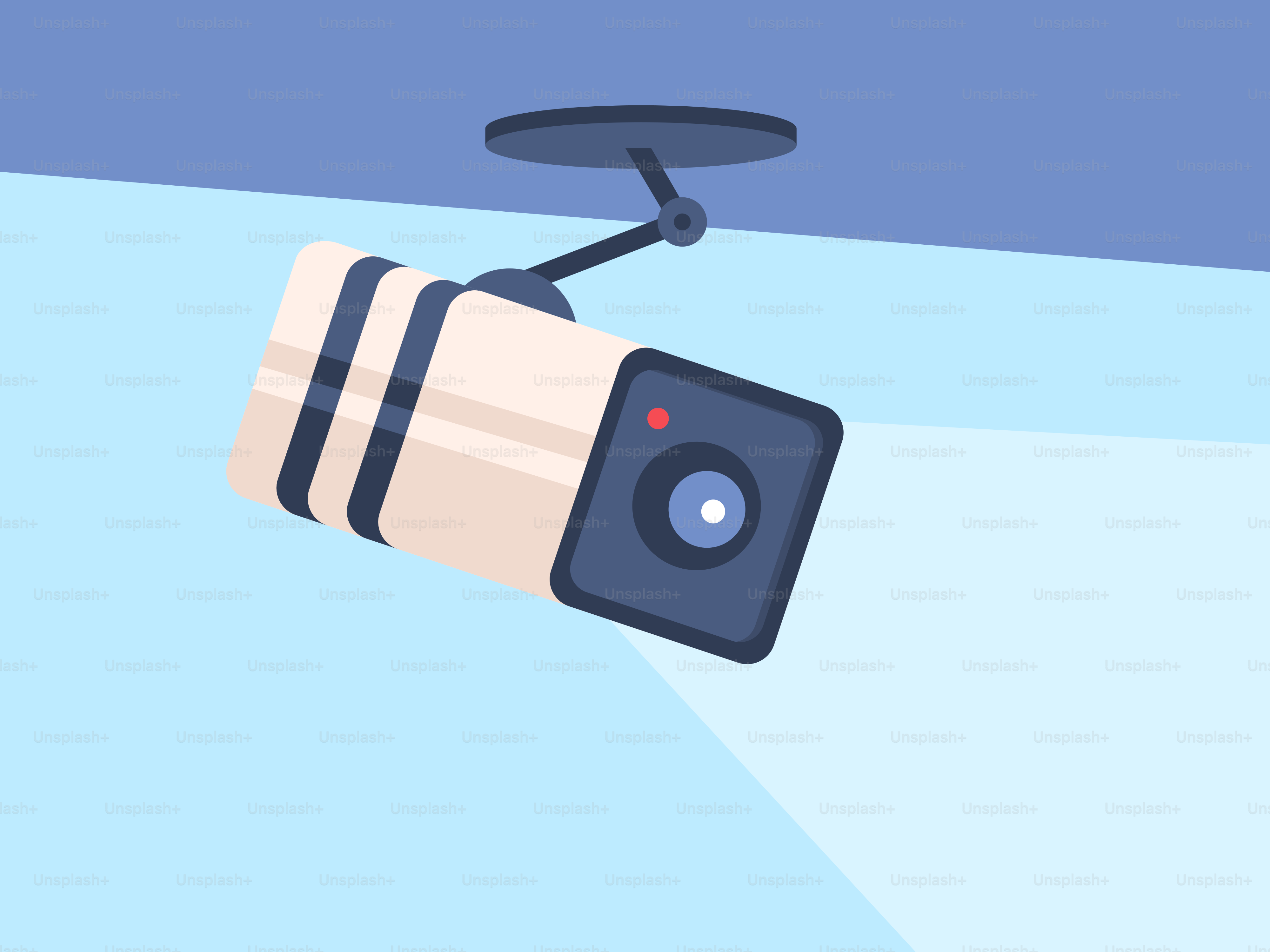 A camera attached to the ceiling of a room