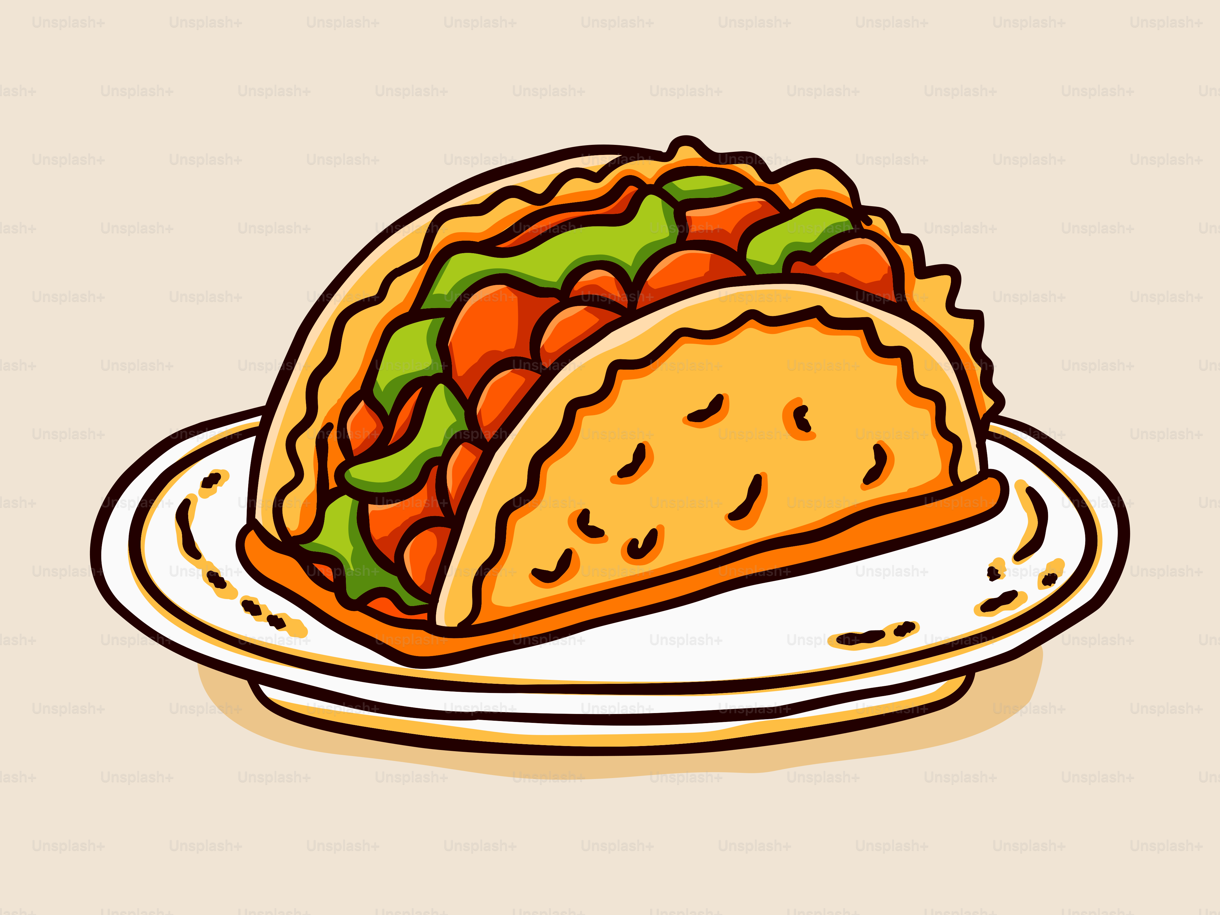 A taco sitting on top of a white plate