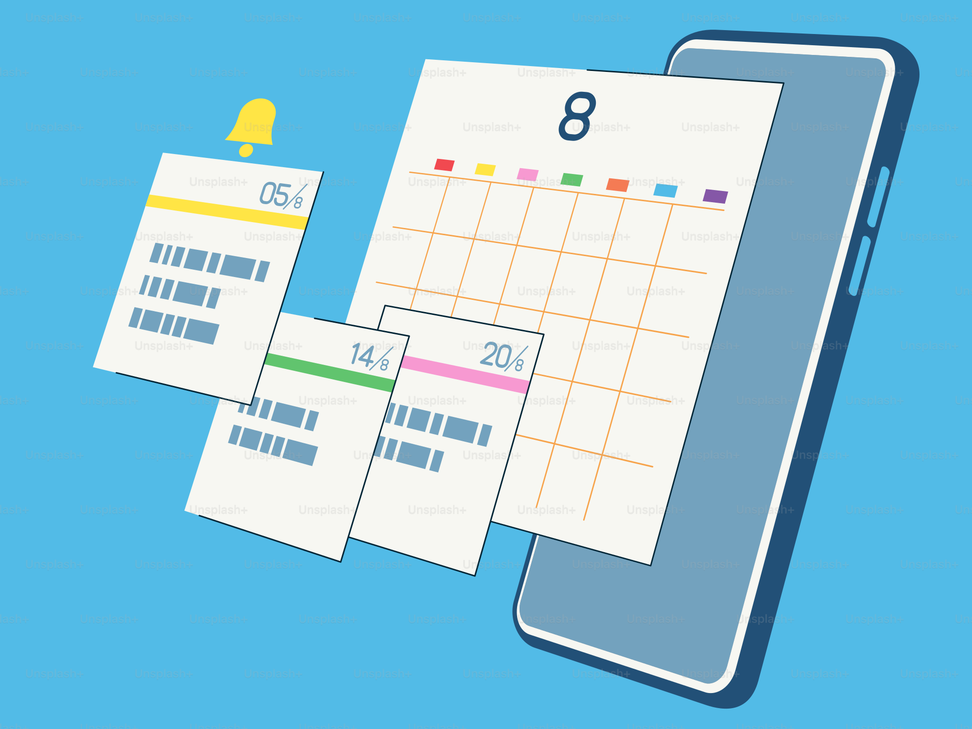 A phone with a calendar on the screen
