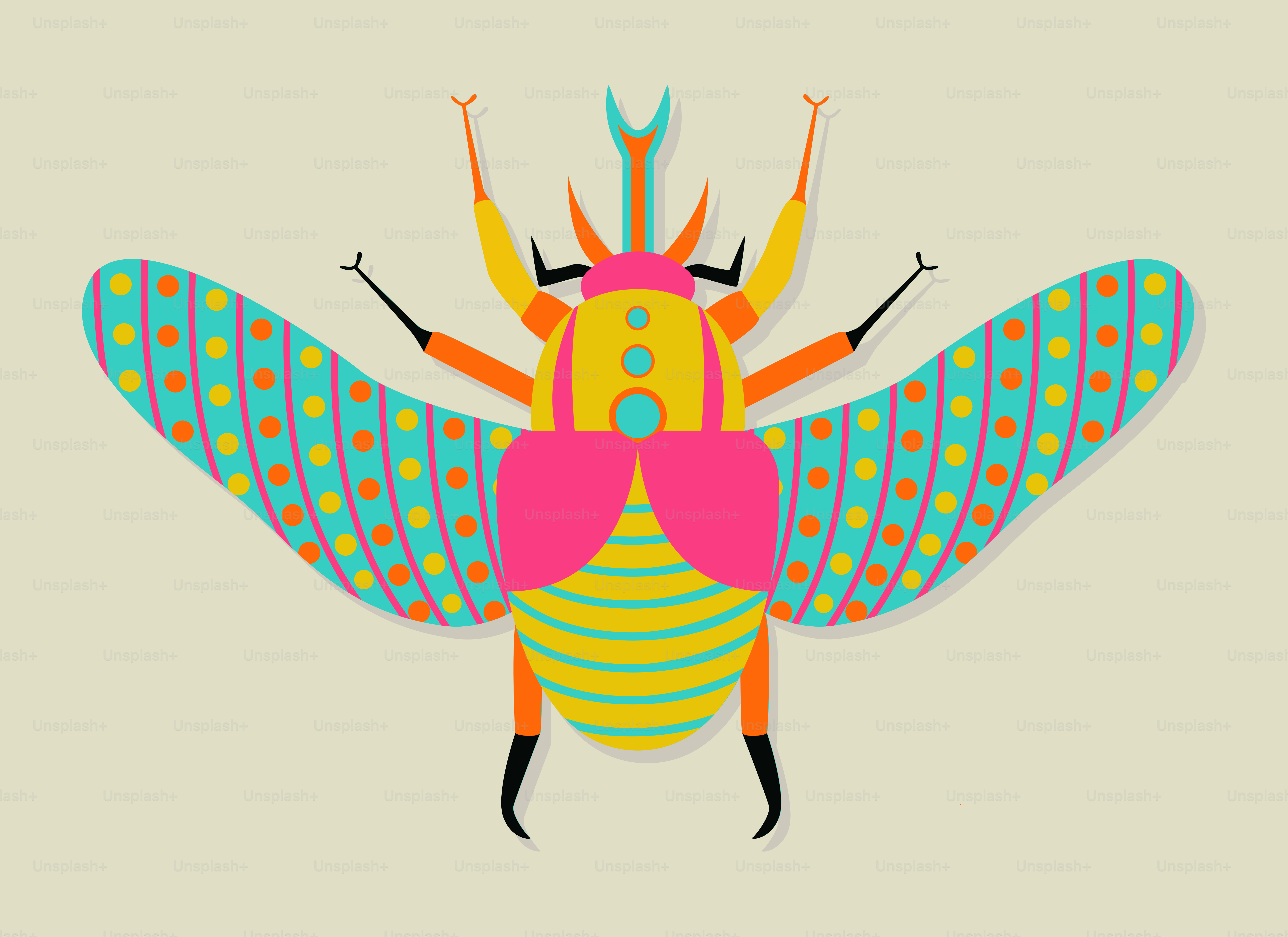 A colorful insect on a beige background vector – Illustration Image on ...