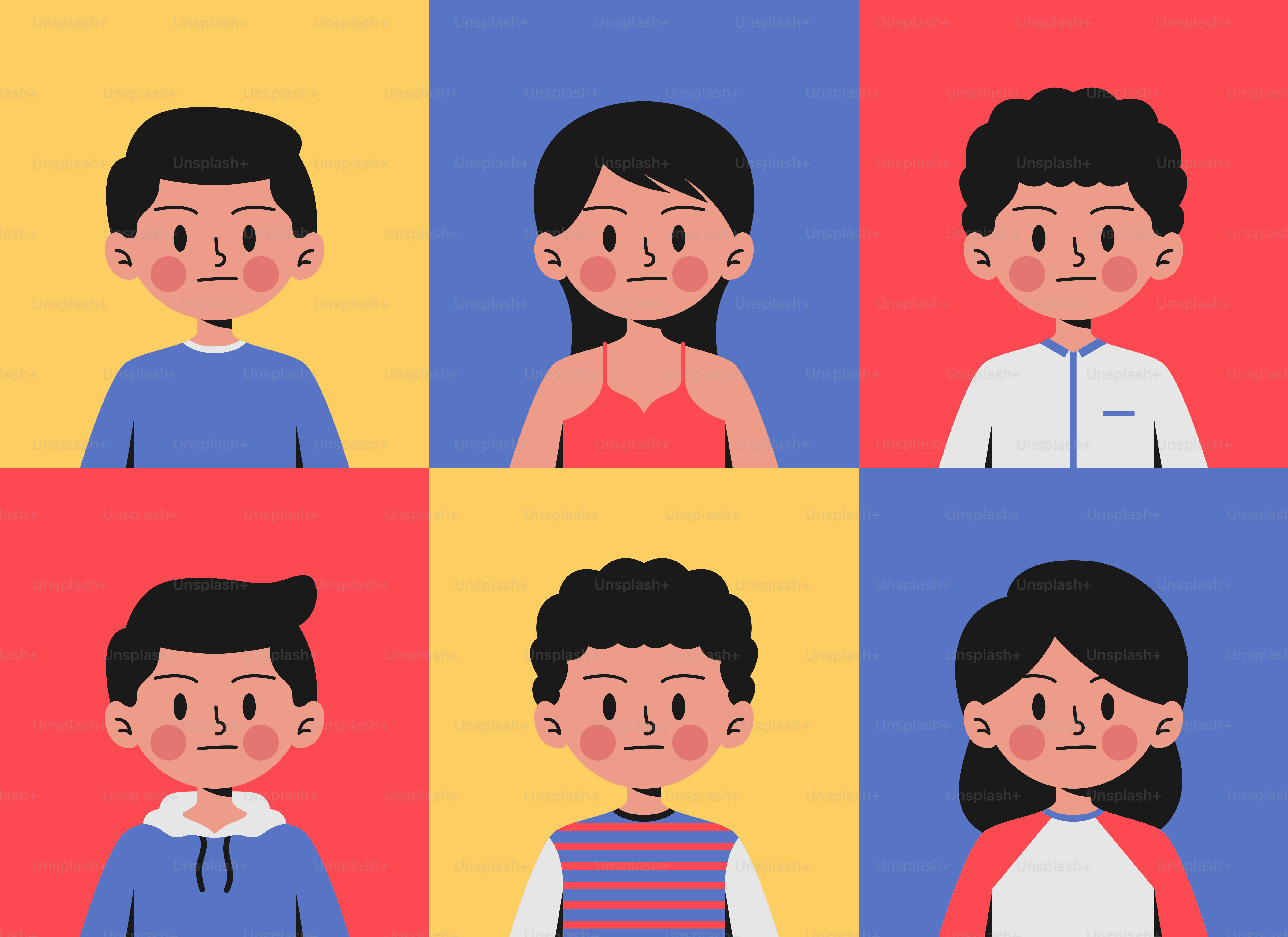 A group of people with different facial expressions