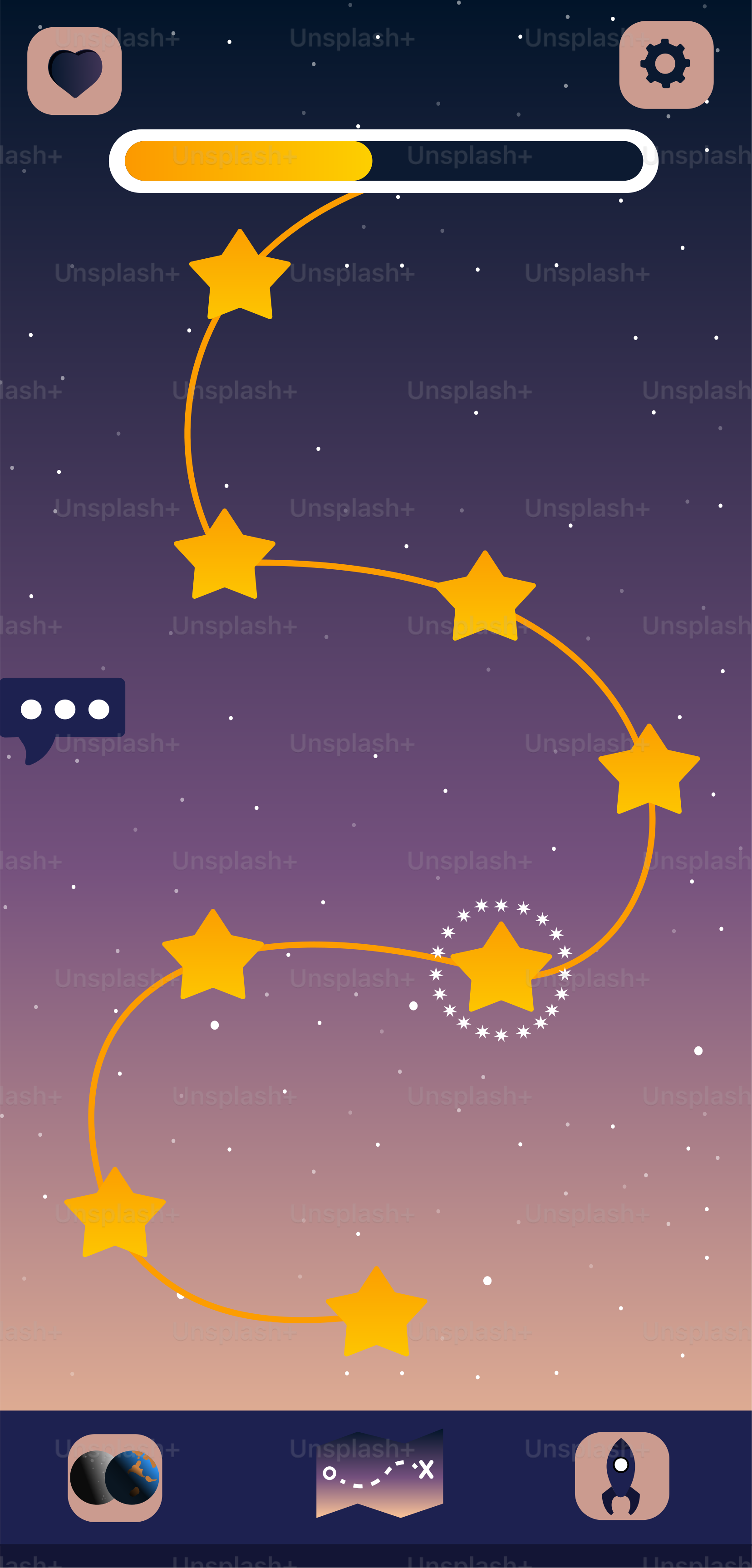 A screenshot of a game with stars on it