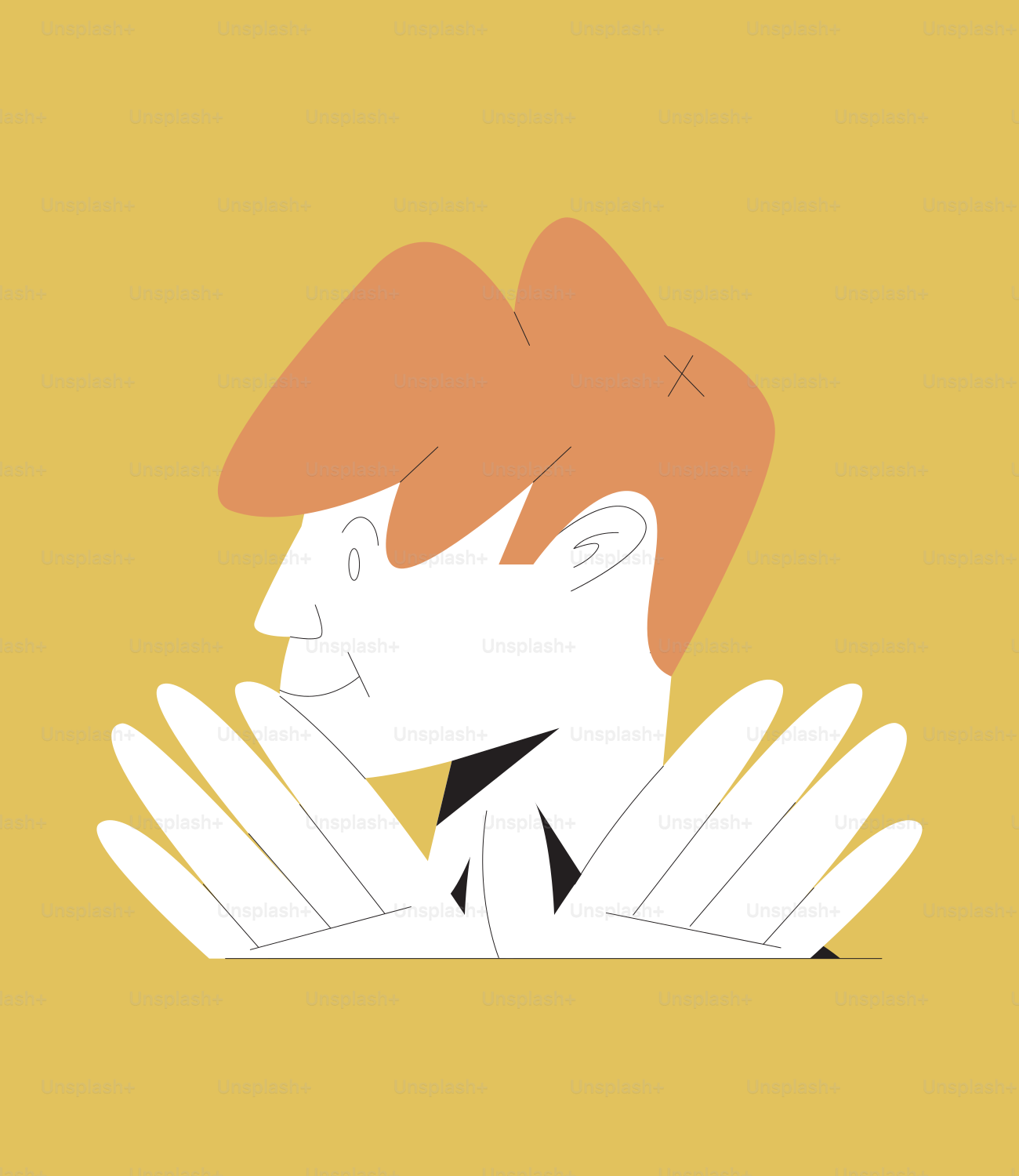 Eine Person, die mit den Händen auf der Brust sitzt