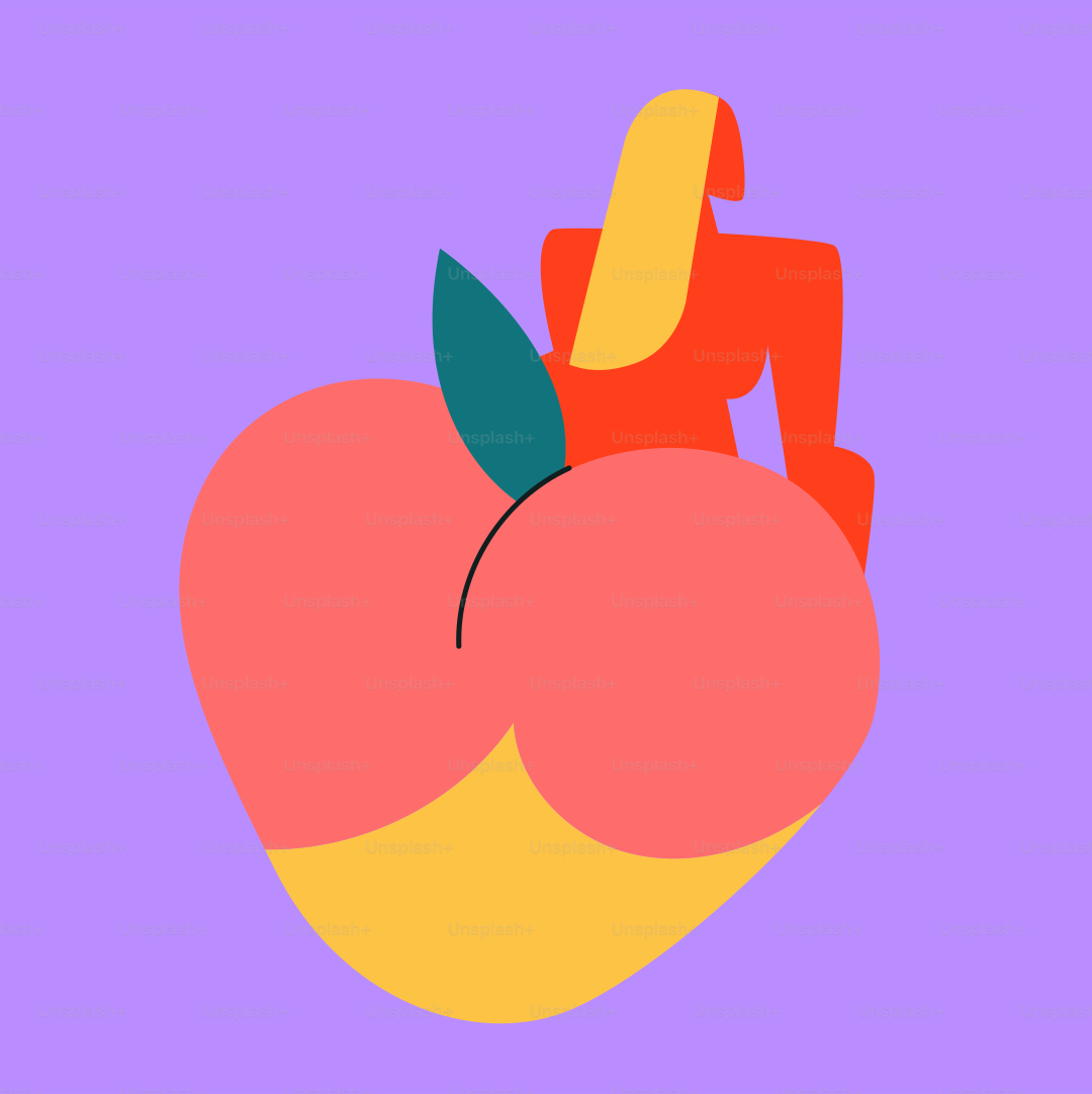 紫色の背景にリンゴの絵