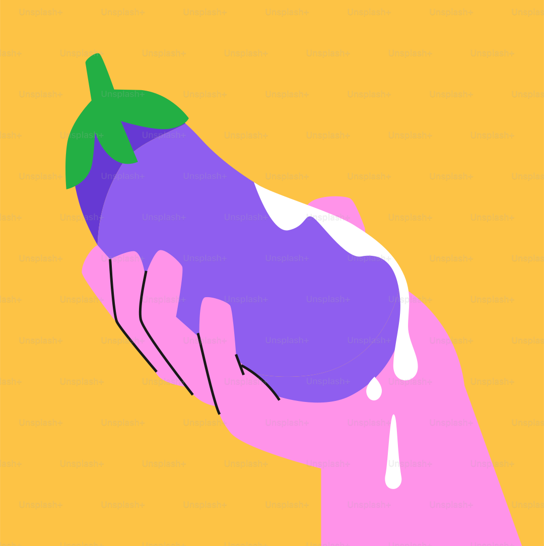 A hand holding a purple and green object