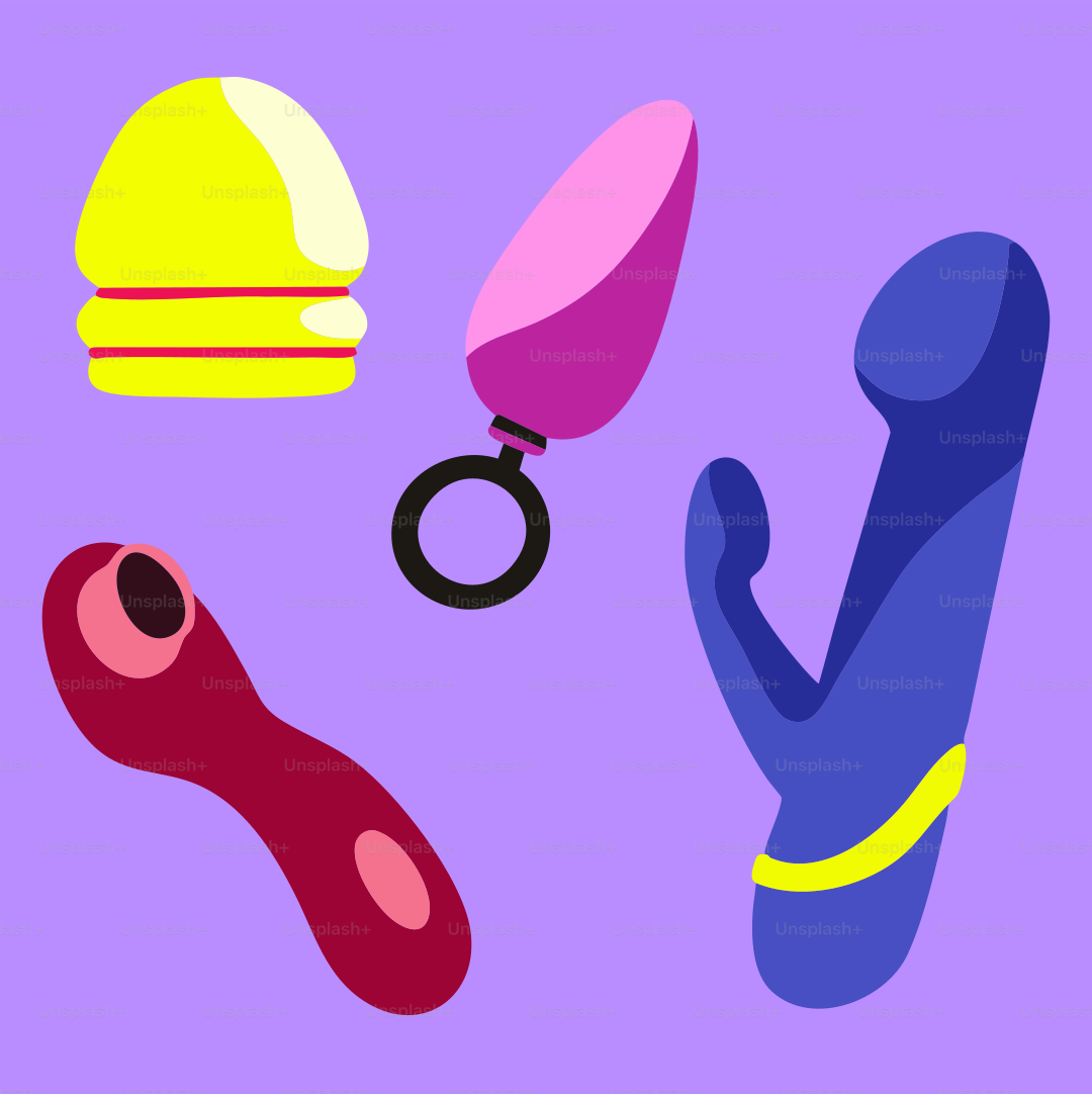 A purple background with different types of objects