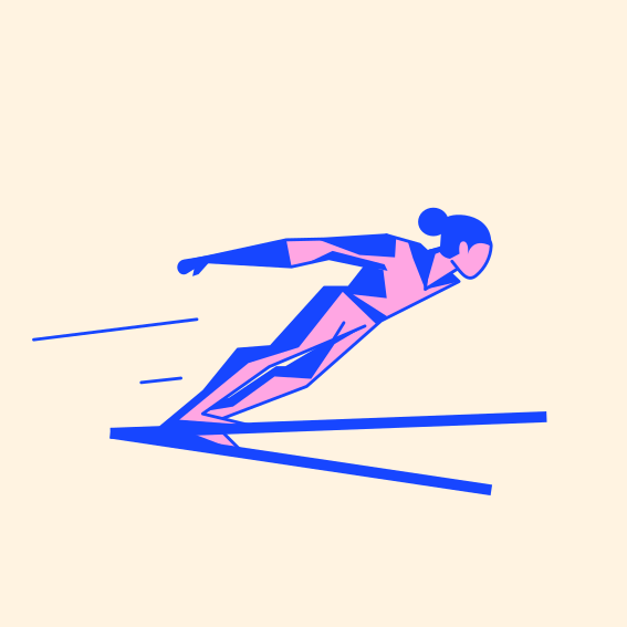 A person on skis in the air