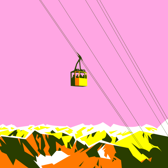 A picture of a ski lift going over a mountain