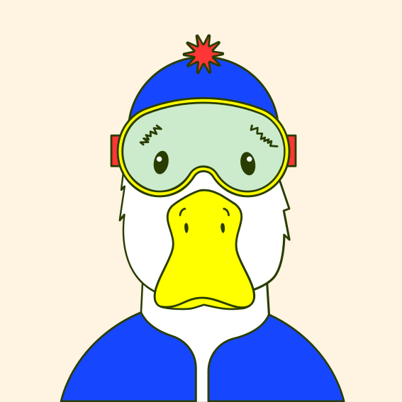 A duck wearing a diving mask and goggles