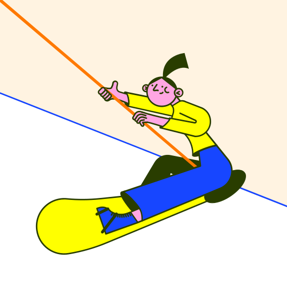 Ein Mann fährt mit einem Snowboard einen schneebedeckten Hang hinunter