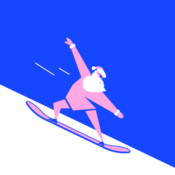A man riding a snowboard down a snow covered slope