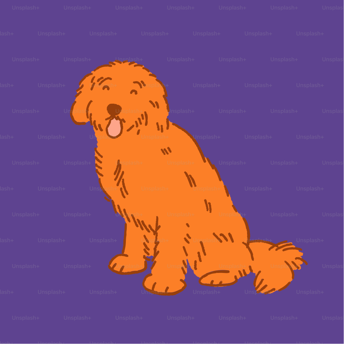 A picture of a dog on a purple background