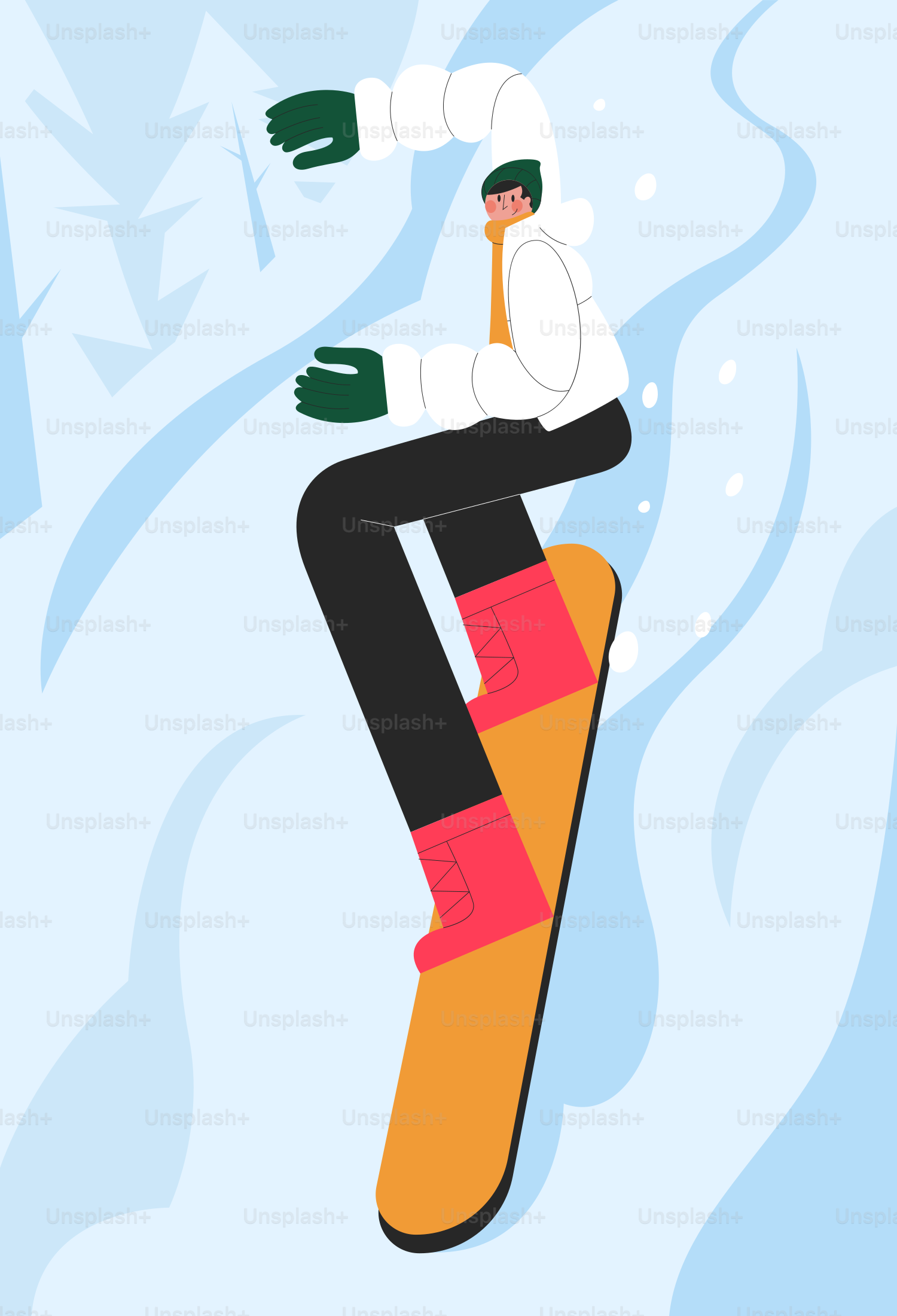 A man riding a snowboard down a snow covered slope