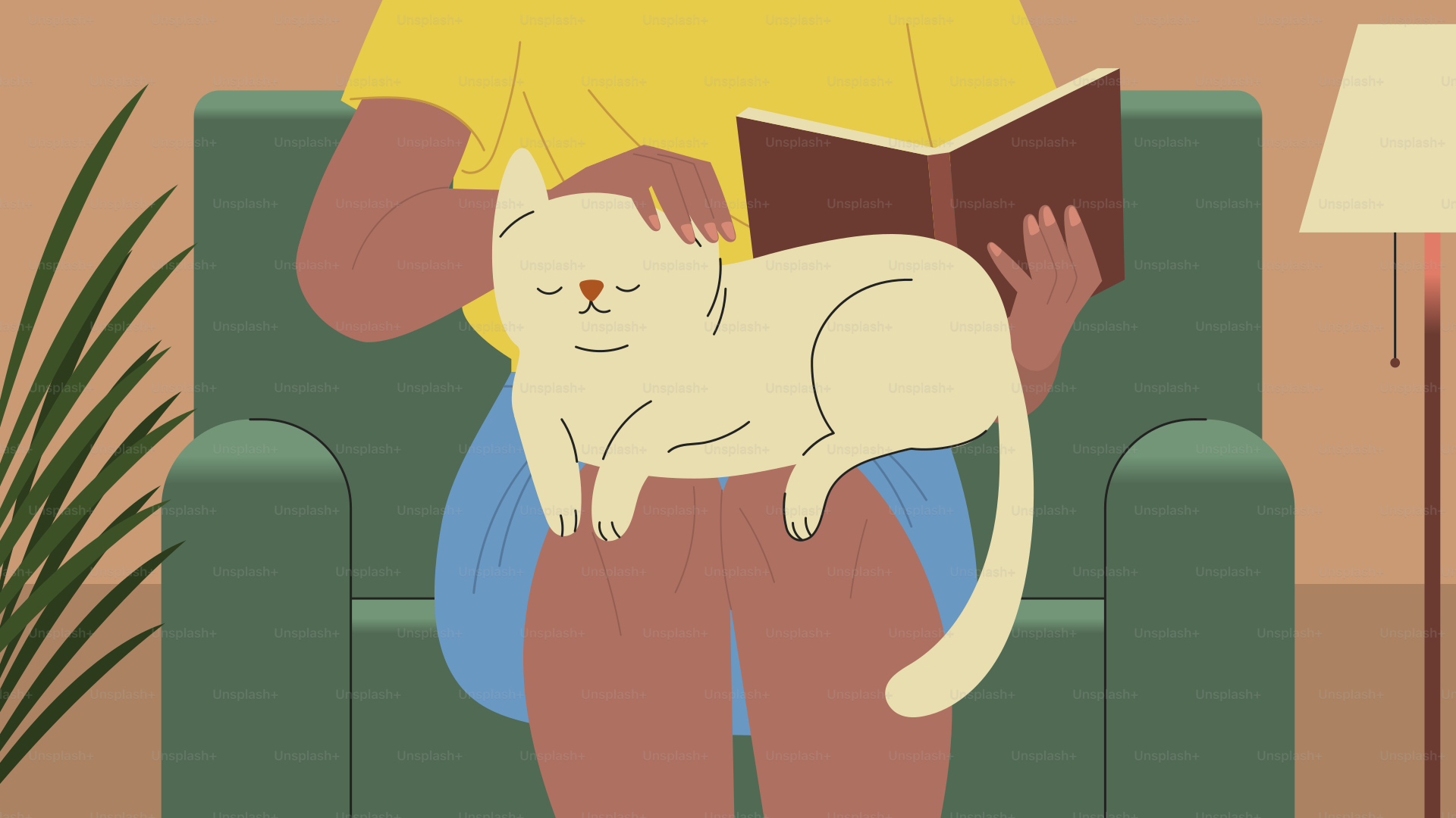 A man sitting in a chair reading a book with a cat on his lap