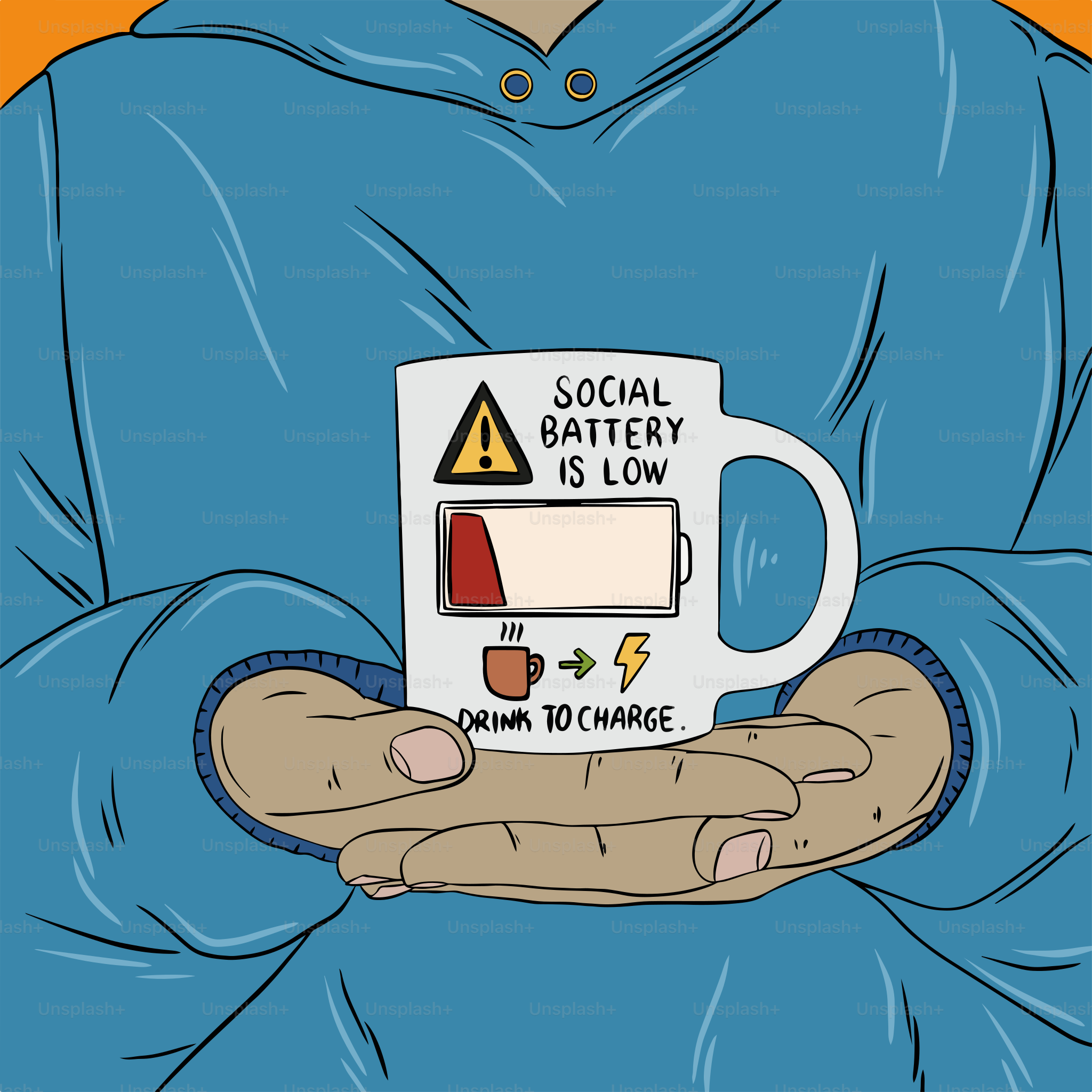 Une personne tenant une tasse à café avec une pancarte dessus