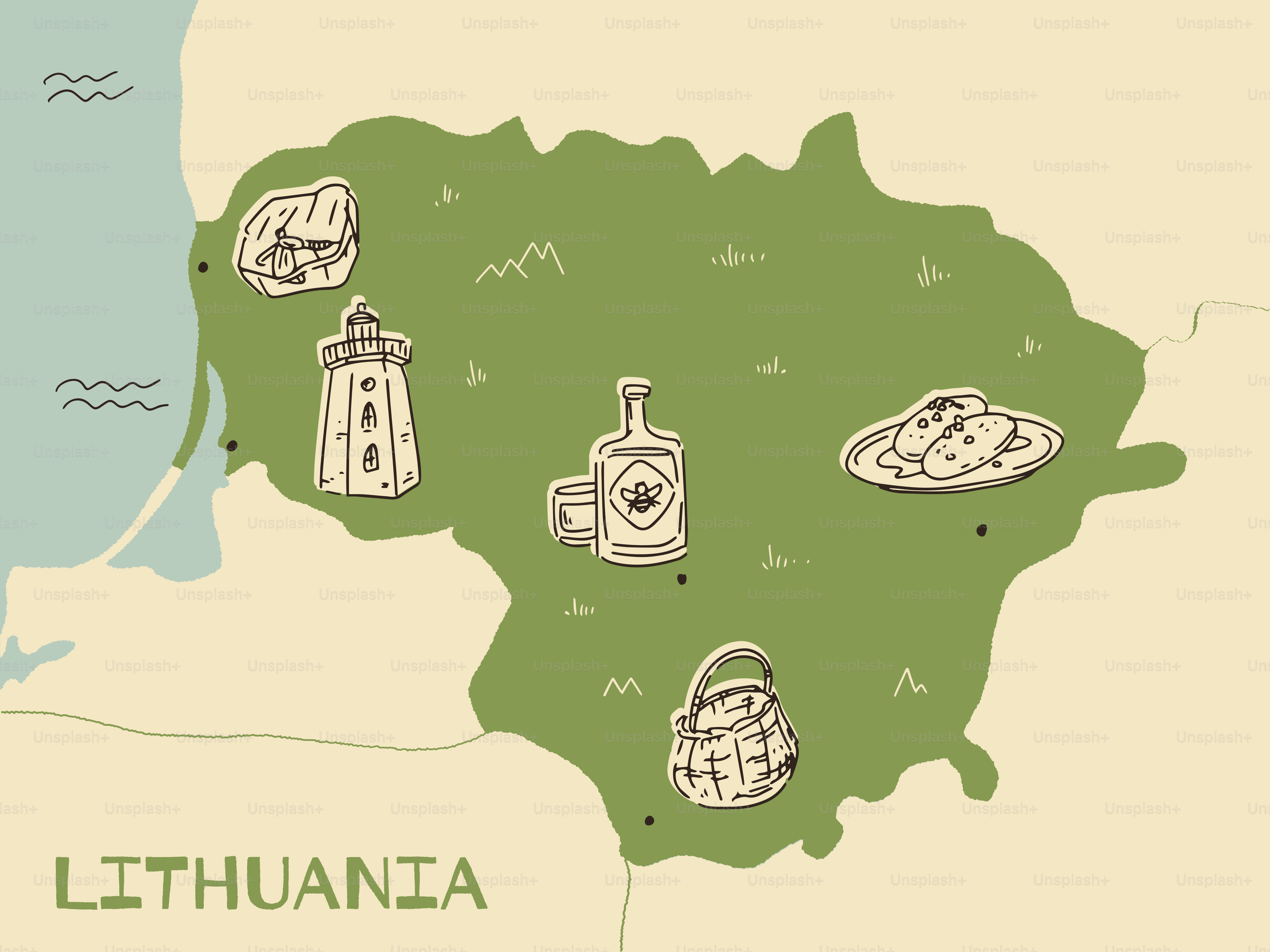 Eine Karte der Insel Lithuna