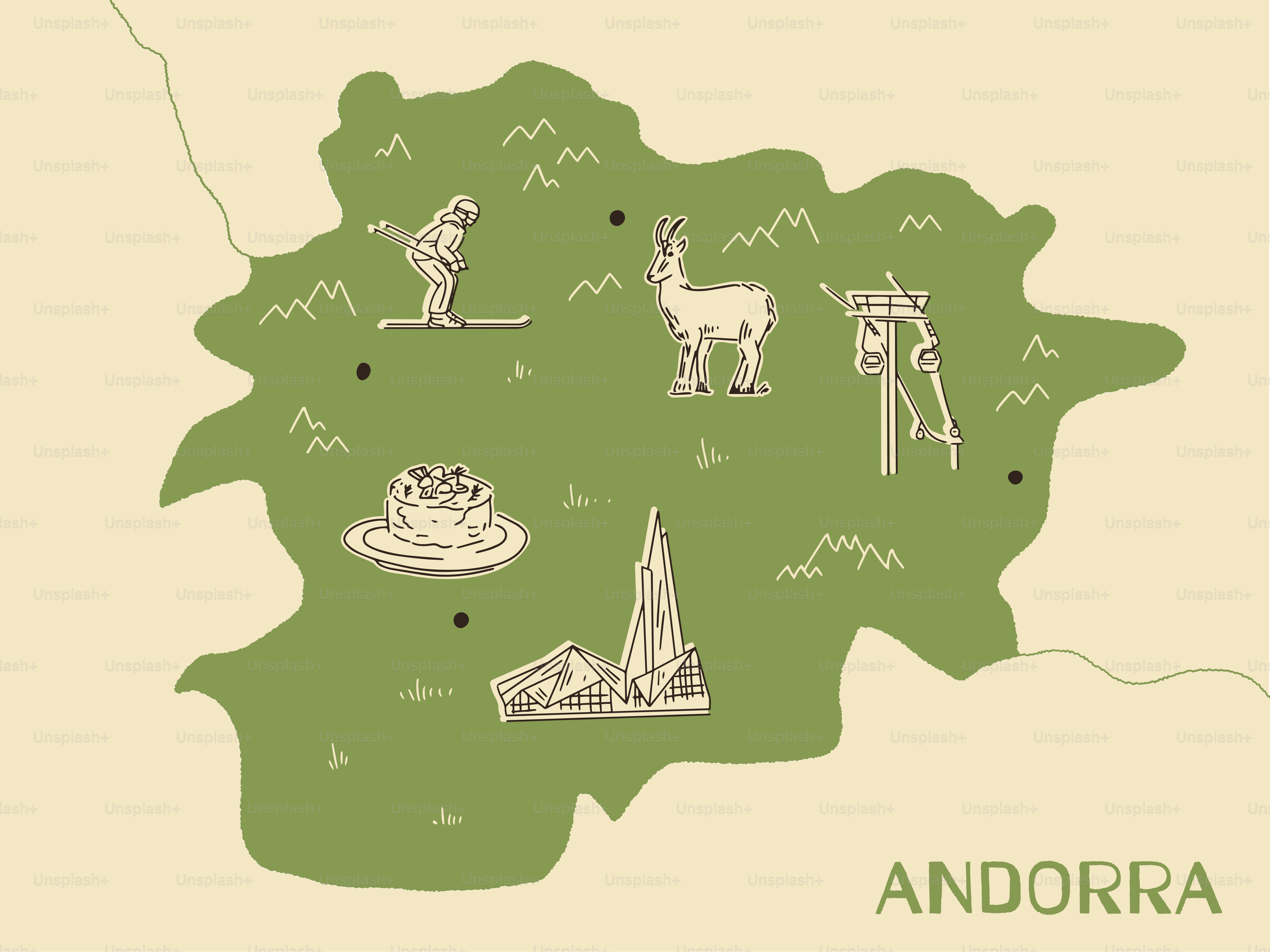 Eine Landkarte des Bundesstaates Andorra