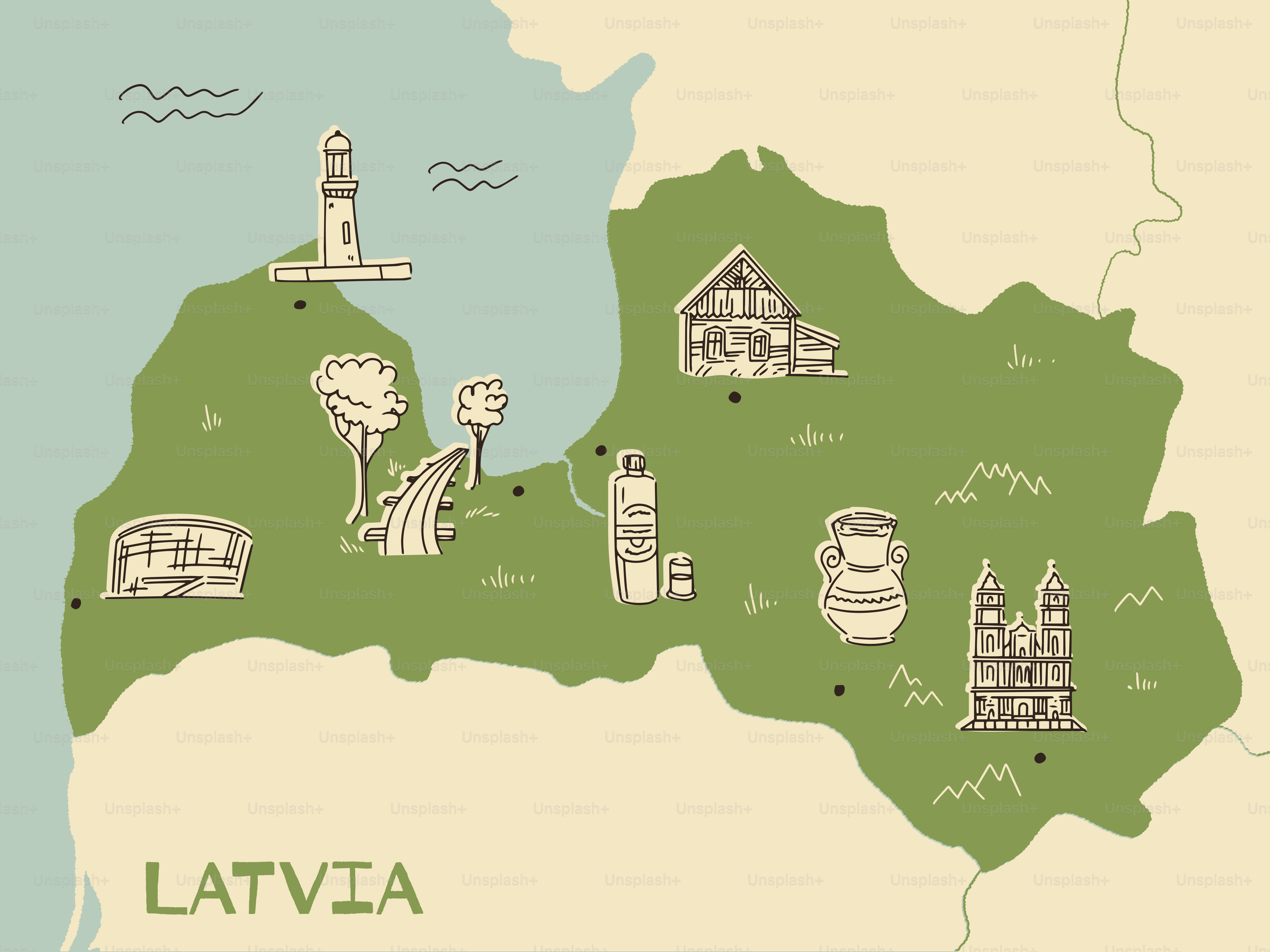 Eine Karte der Region Lativva