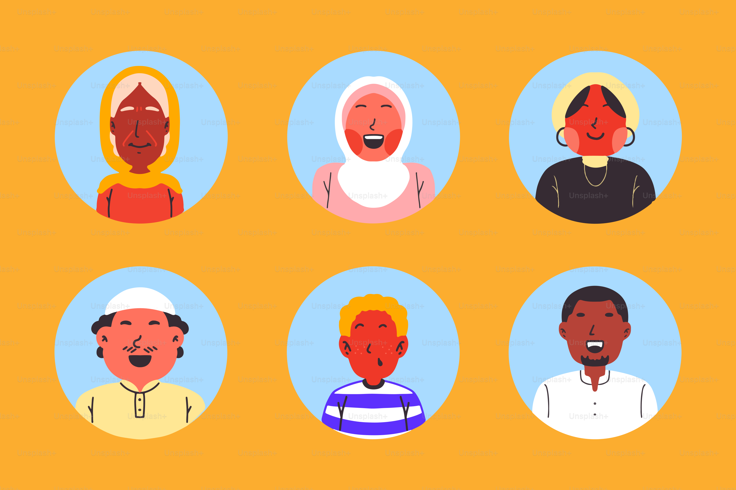 A group of people with different facial expressions