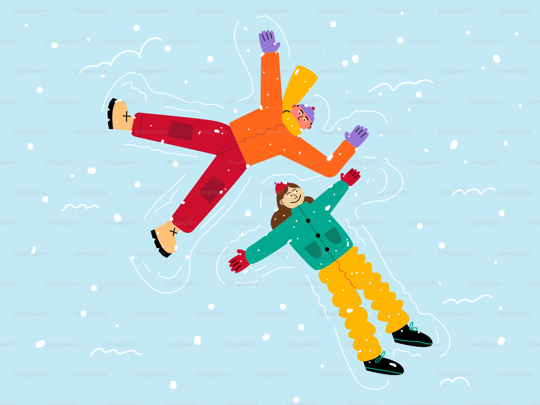 A couple of people flying through the air