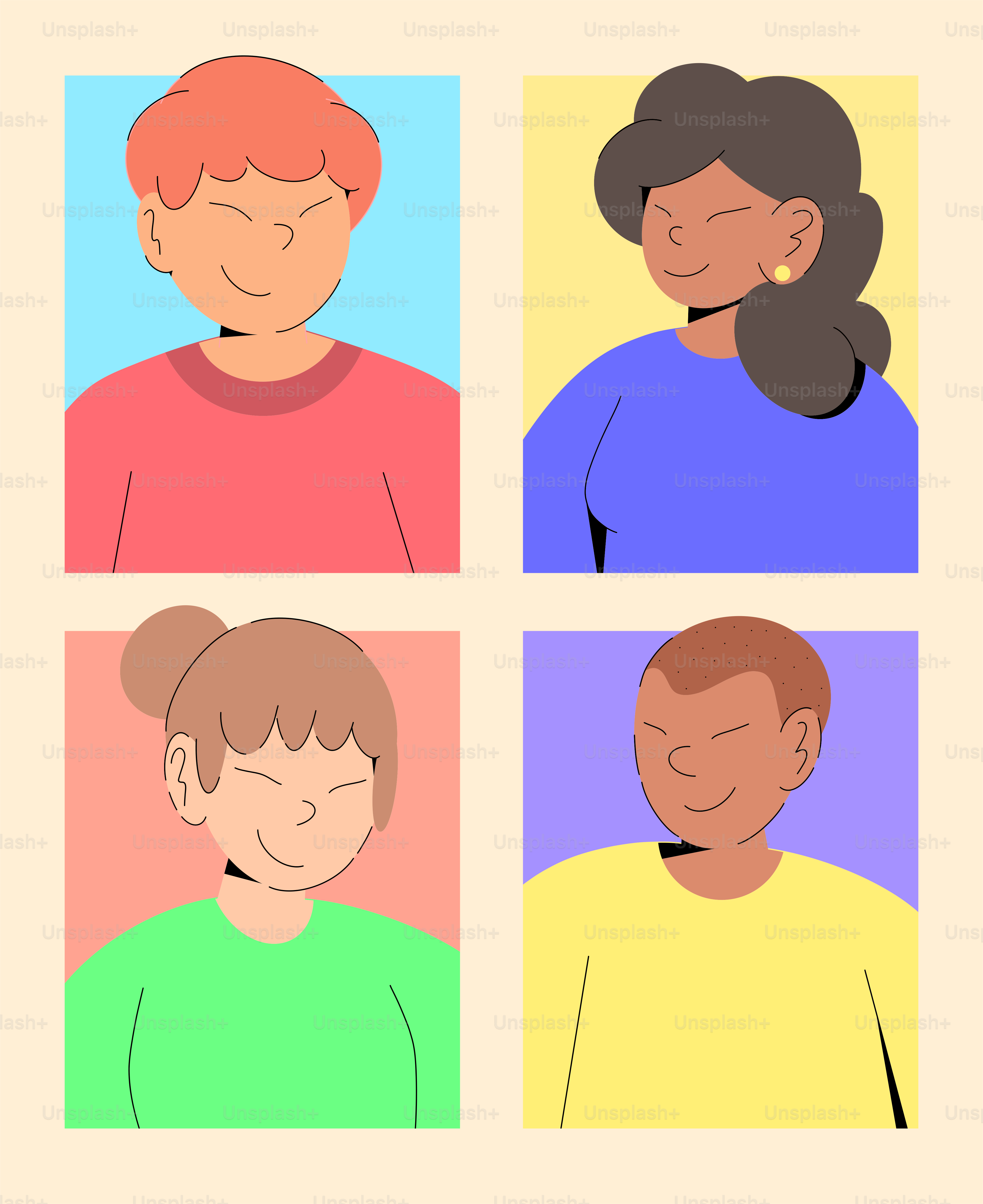 A group of people with different facial expressions