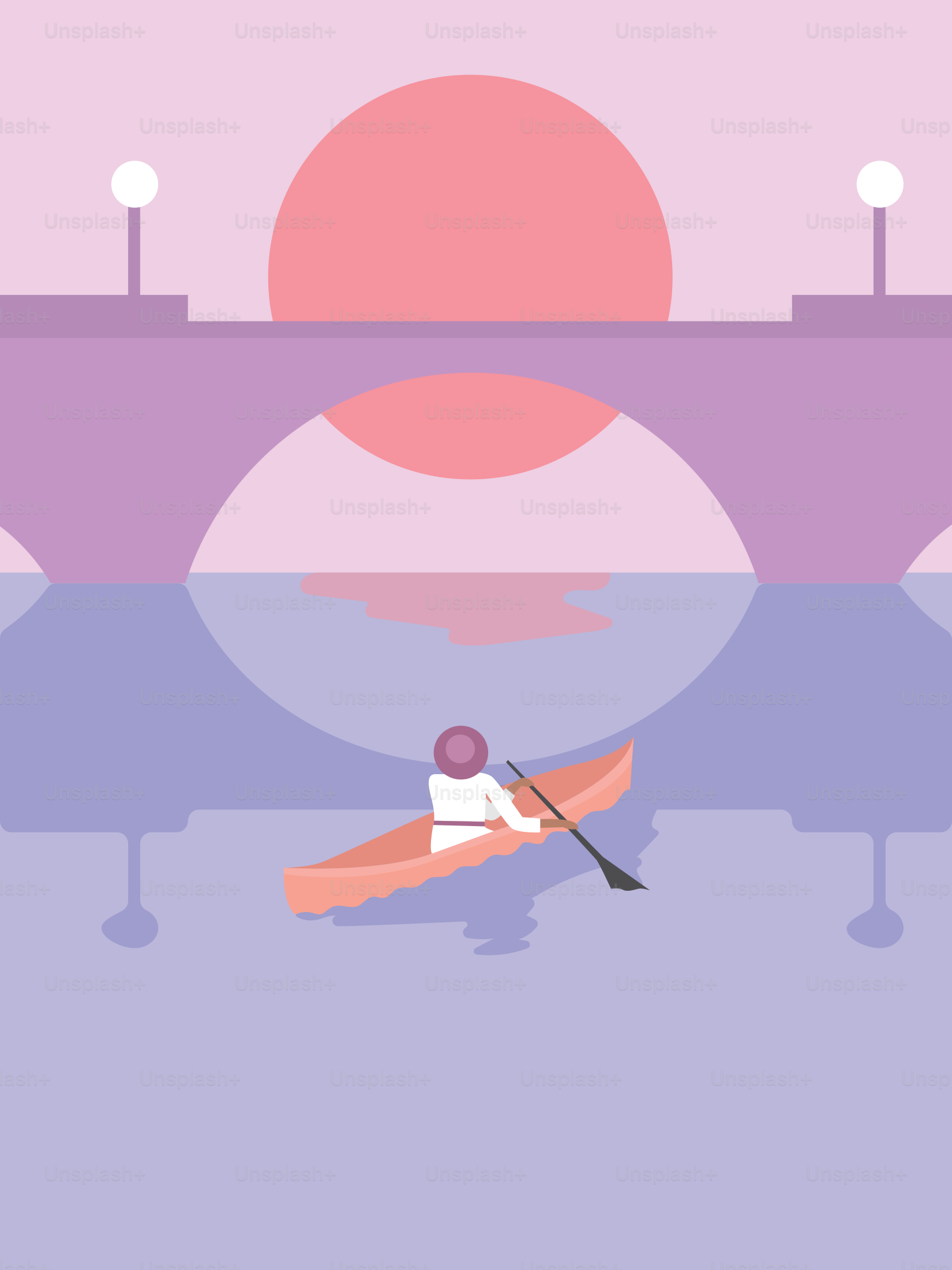 Eine Person in einem Kajak auf dem Wasser in der Nähe einer Brücke