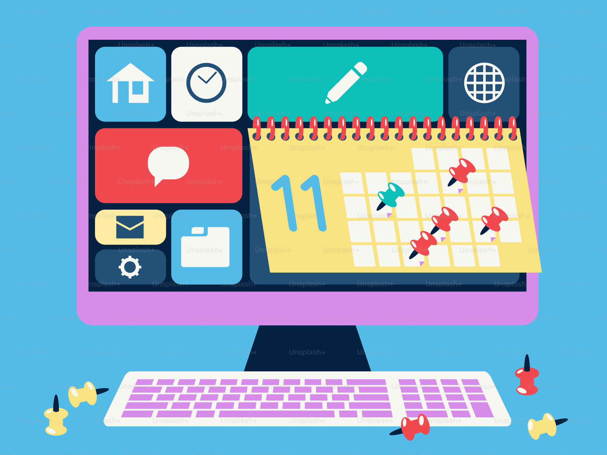 Un écran d’ordinateur avec un calendrier dessus