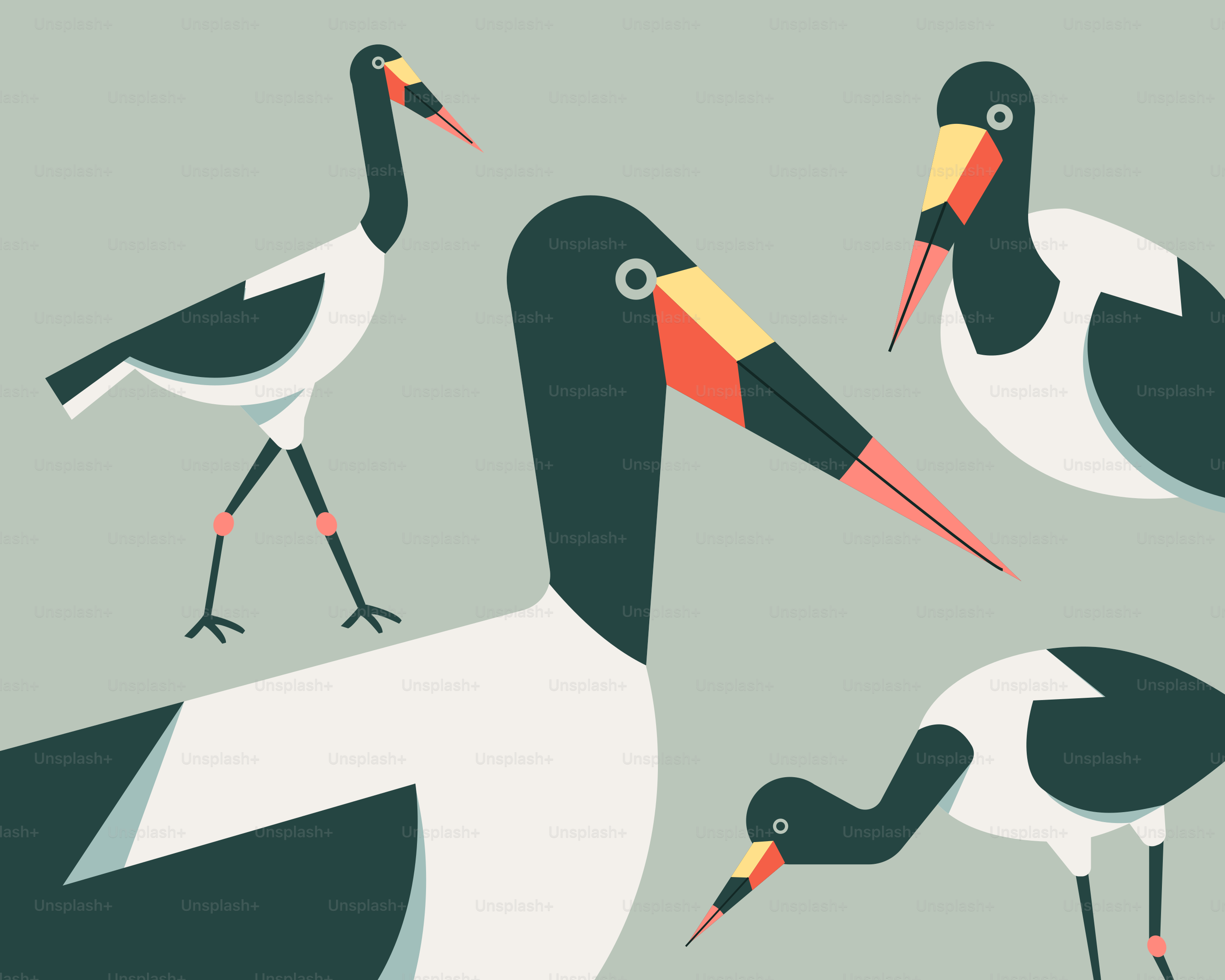 Un groupe d’oiseaux debout côte à côte