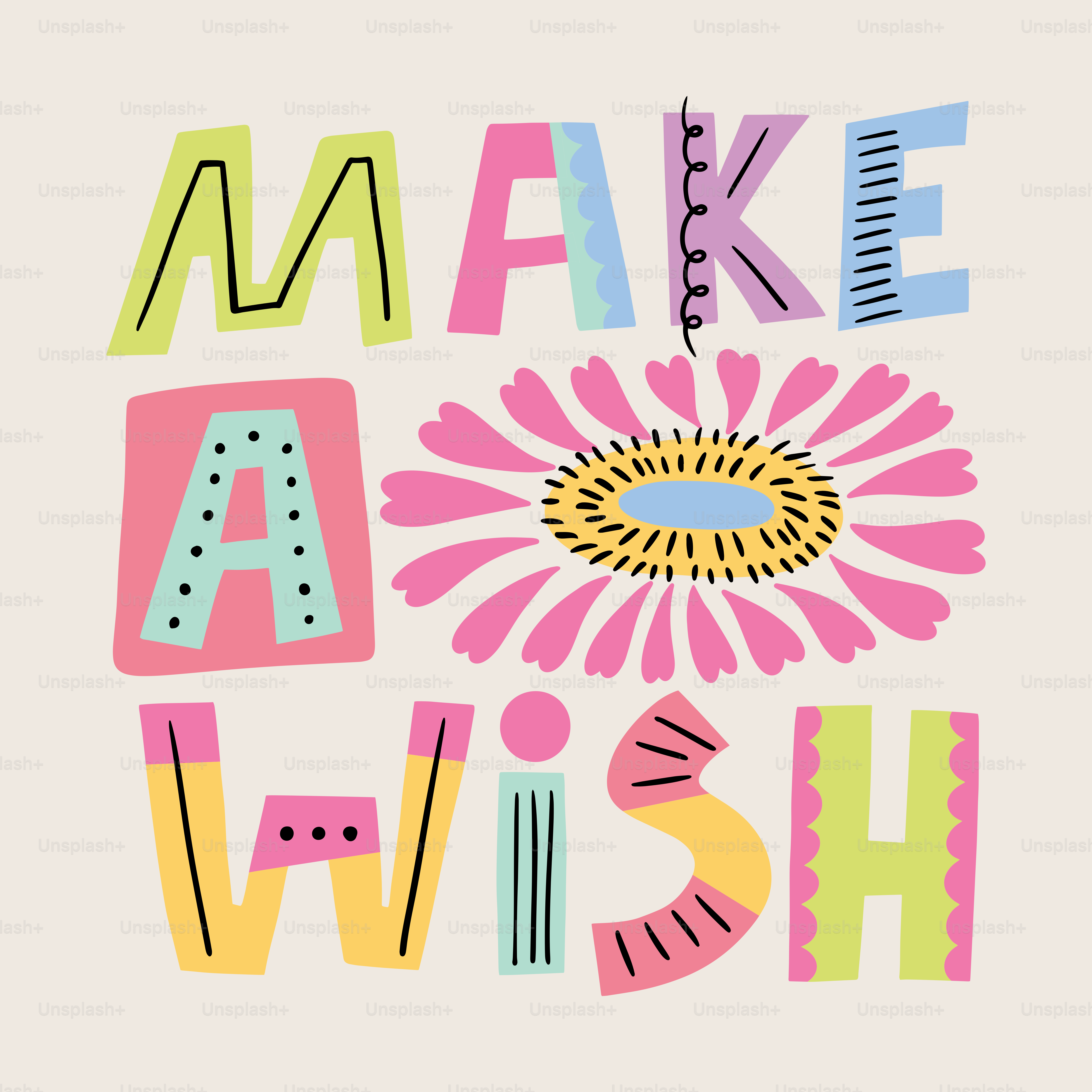 Une affiche avec les mots « fais un vœu »