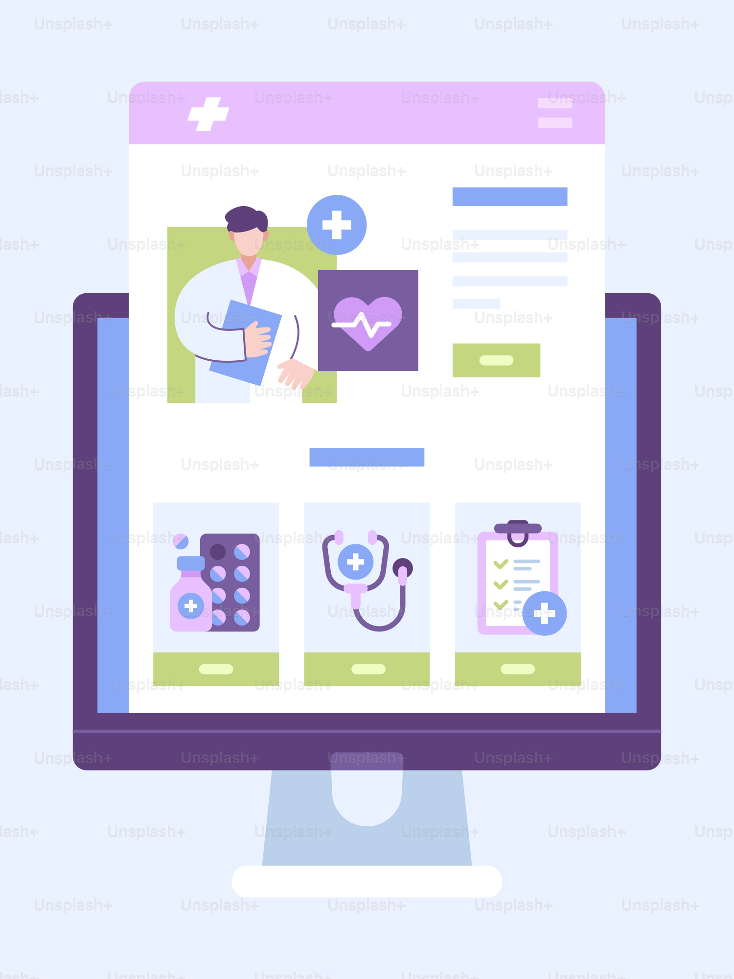 A computer screen with a doctor on it