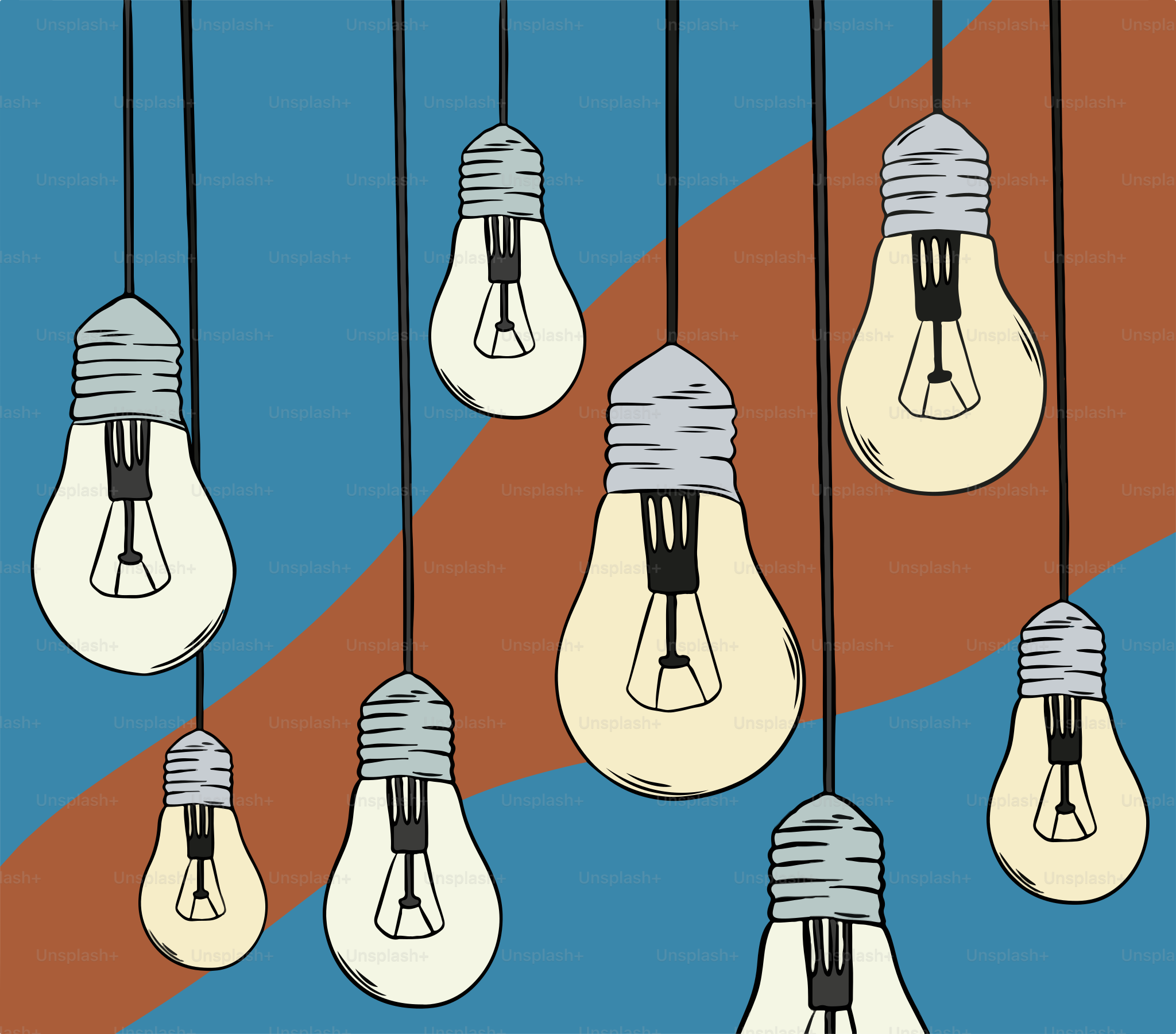 A bunch of light bulbs hanging from a ceiling